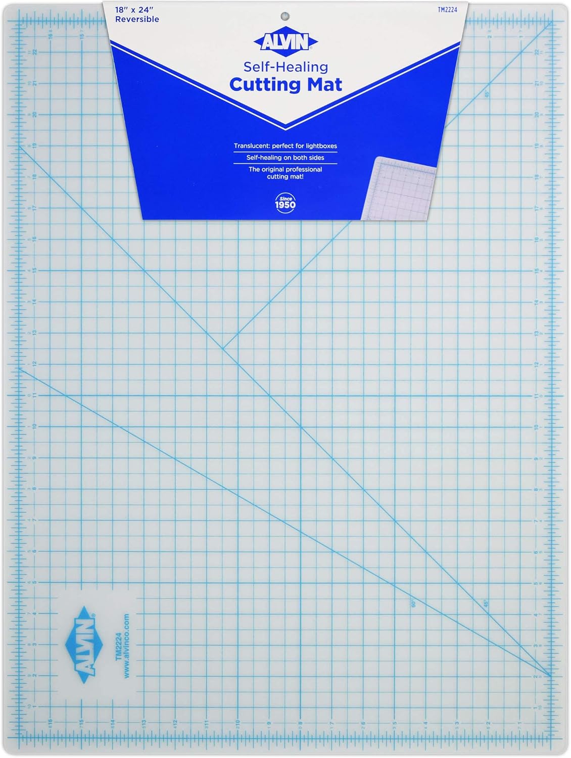 Alvin, TM Series Translucent Professional Cutting Mat, Self-Healing, Great for Lightboxes, Safe with Rotary or Utility Knife - 24 x 36 inches