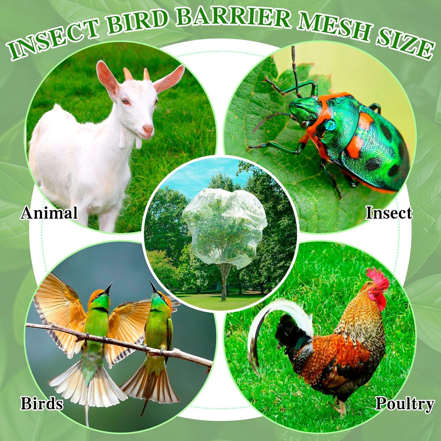 Insect Bird Barrier Mesh, 3.5 x4.6FT Garden Netting Barrier with Drawstring