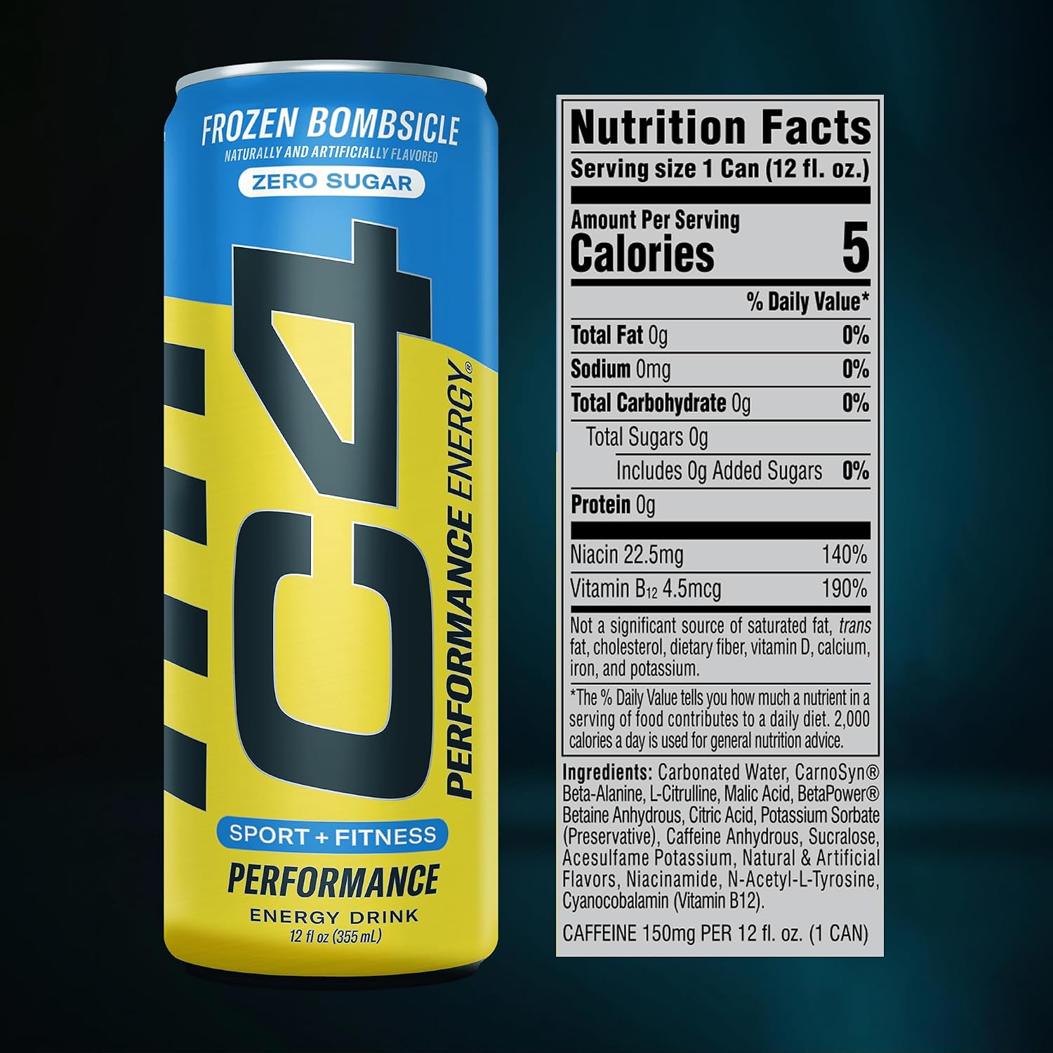 C4 Smart Energy Drink, 200mg Caffeine, 12 Fl Oz 12pk