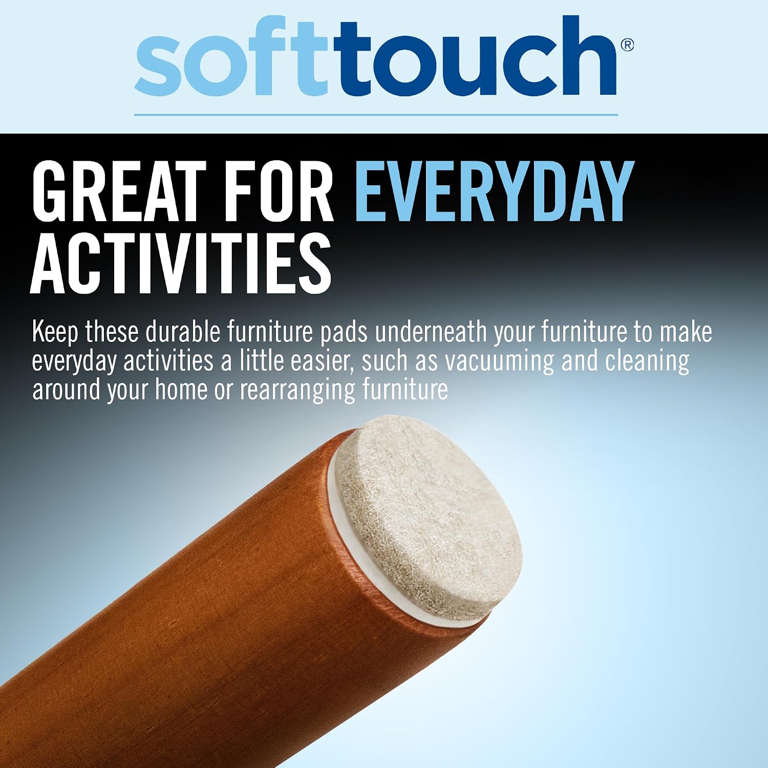 softtouch 1 1/2" Round Heavy Duty Felt Furniture Pads for Hardwood, Brown (24 Pack)