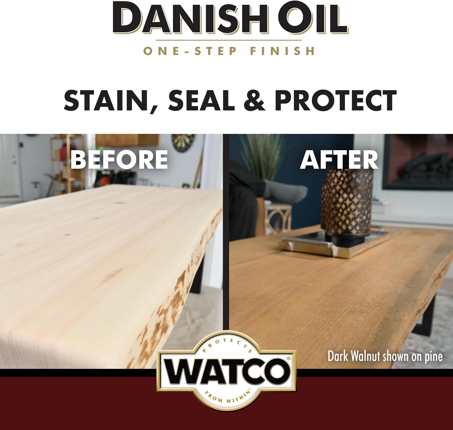 Watco 65351 Danish Oil Wood Finish, Pint, Black Walnut