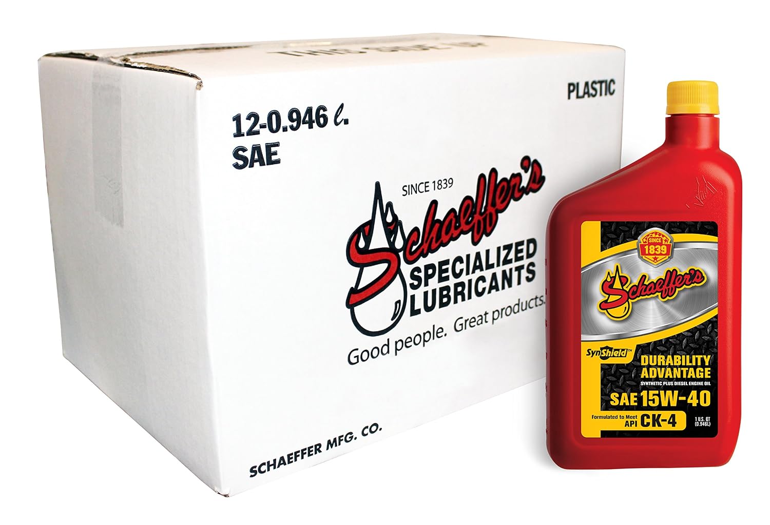 Schaeffer Manufacturing Co. 0700CK4-012 SynShield Durability Advantage 15W-40 Diesel Engine Oil, 12-Quart Bottle (Pack of 12)