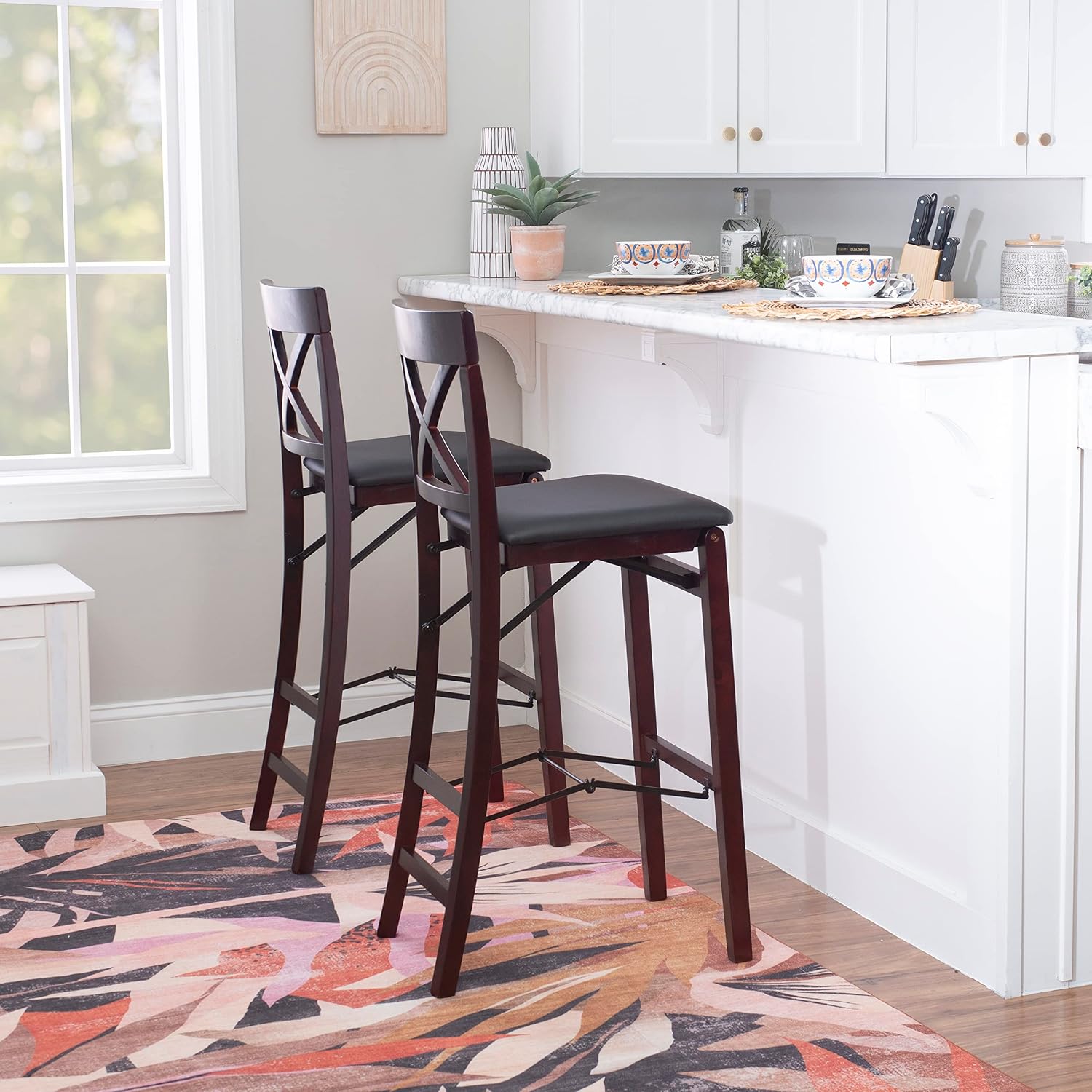 Linon Triena X Back Folding Counter Stool, Brown
