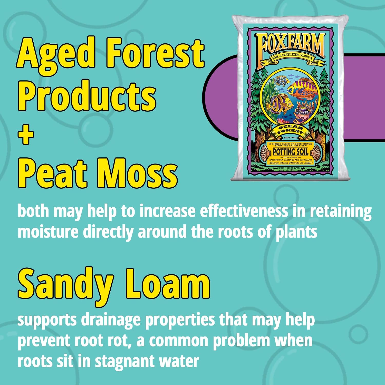 FoxFarm Ocean Forest Potting Soil, 1.5cu ft (Pack of 2) - Light, Aerated Texture, Designed for All Container Plants