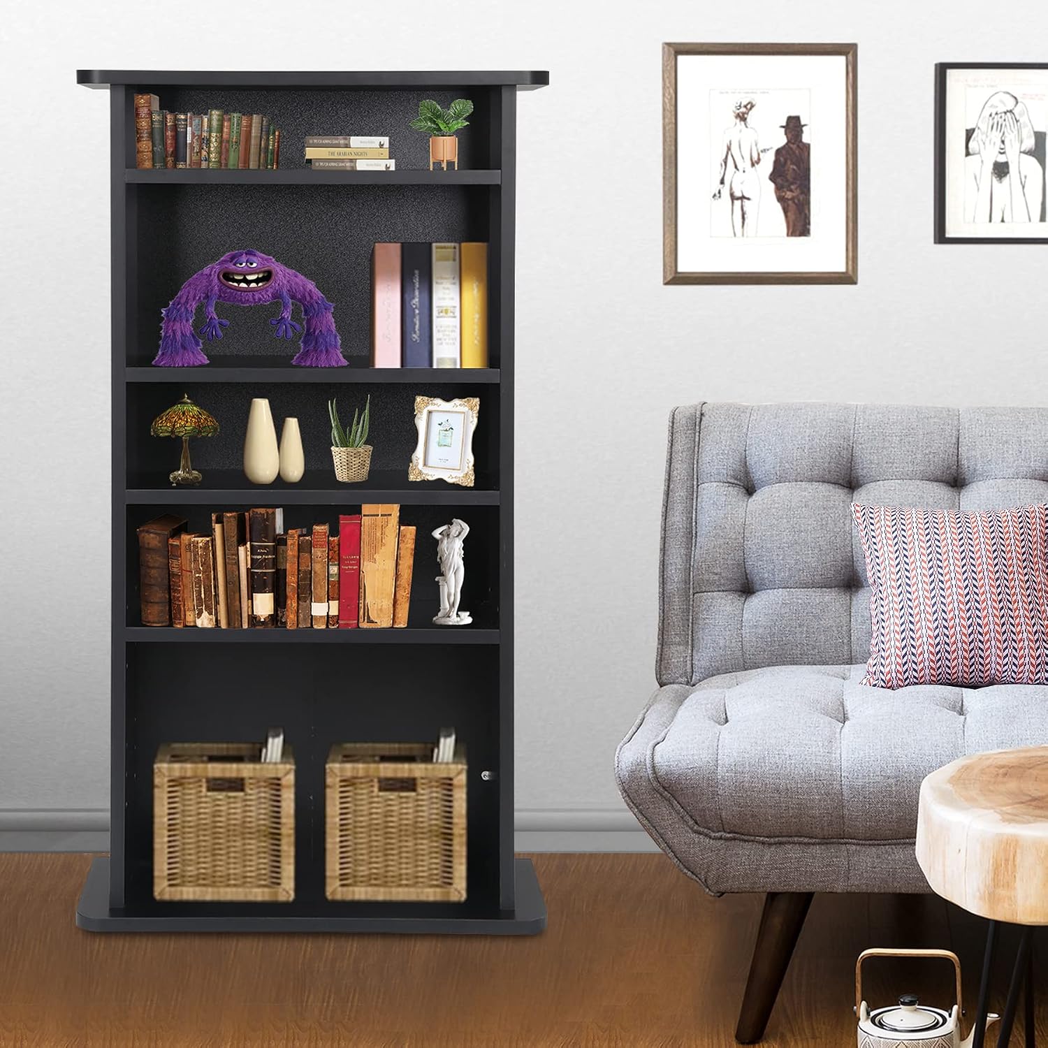 Nova Microdermabrasion 5 Tier DVD cd Storage DVD Shelf Adjustable Bookshelf Bookcase Media Storage Organizer Cabinet for CDs, Books, Video Games, Arts