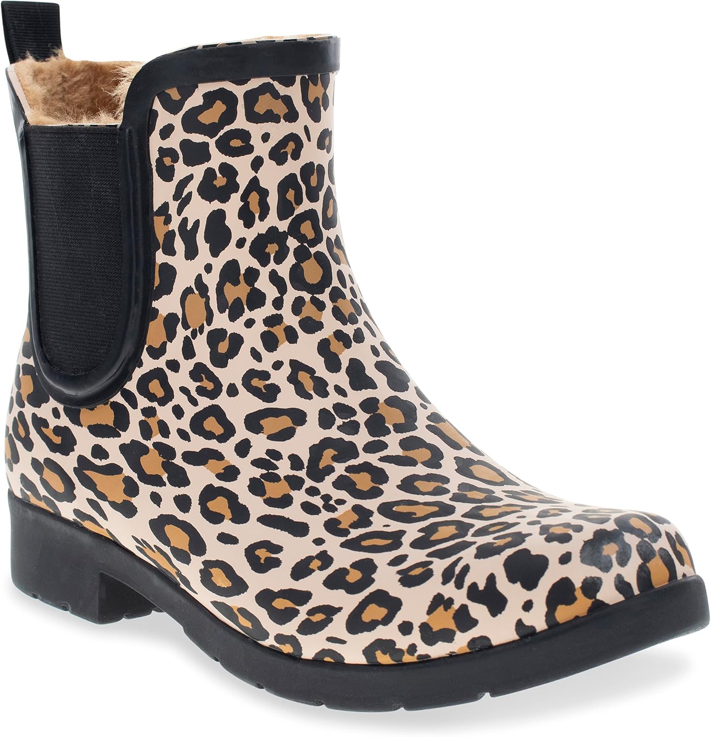 Chooka Women's Delridge Waterproof Faux Fur Chelsea Rain Boot Slip On