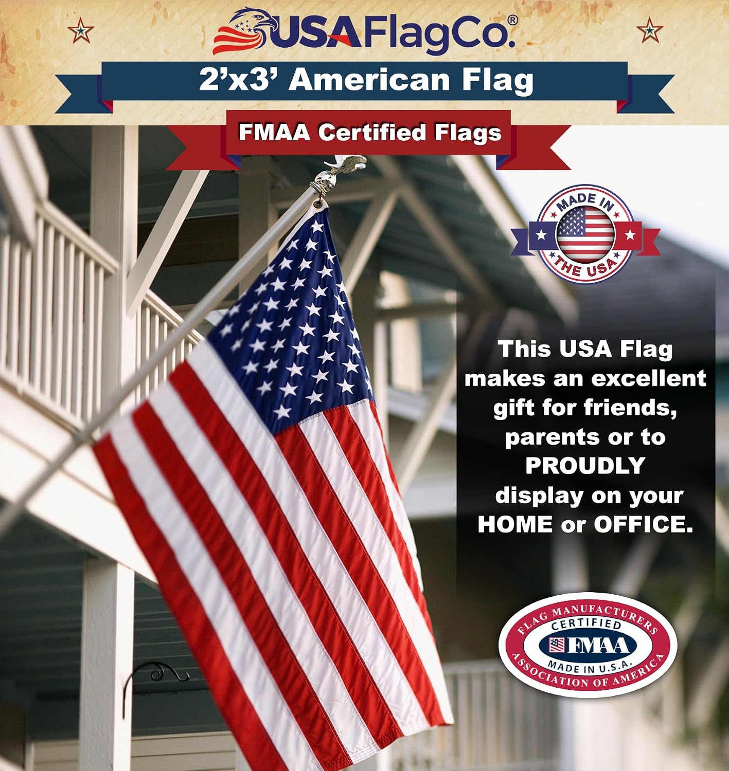 US Flag 4x6 100% American Made: The Best Embroidered Stars and Sewn Stripes American Flag, Made in the USA (4 by 6 Foot)