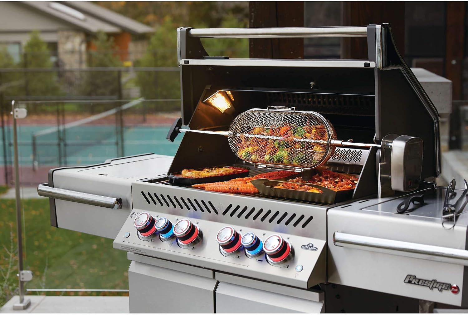 Napoleon Rotisserie Grill Basket - Stainless Steel, Fits Standard Spit Rods, Best For Wings, Fries And Roasted Veggies
