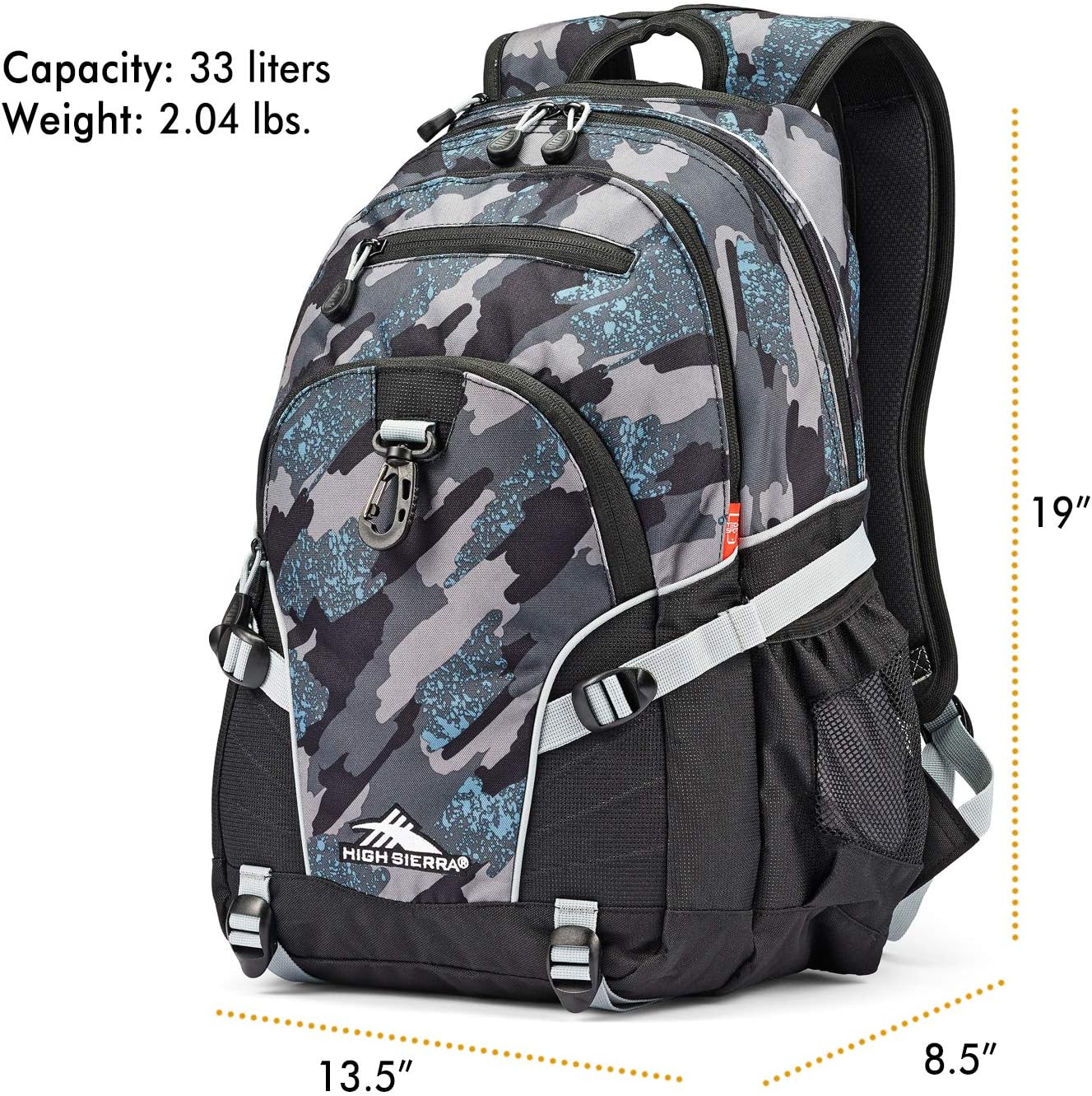 High Sierra Loop Backpack, Travel, or Work Bookbag with tablet sleeve, One Size, Urban Camo