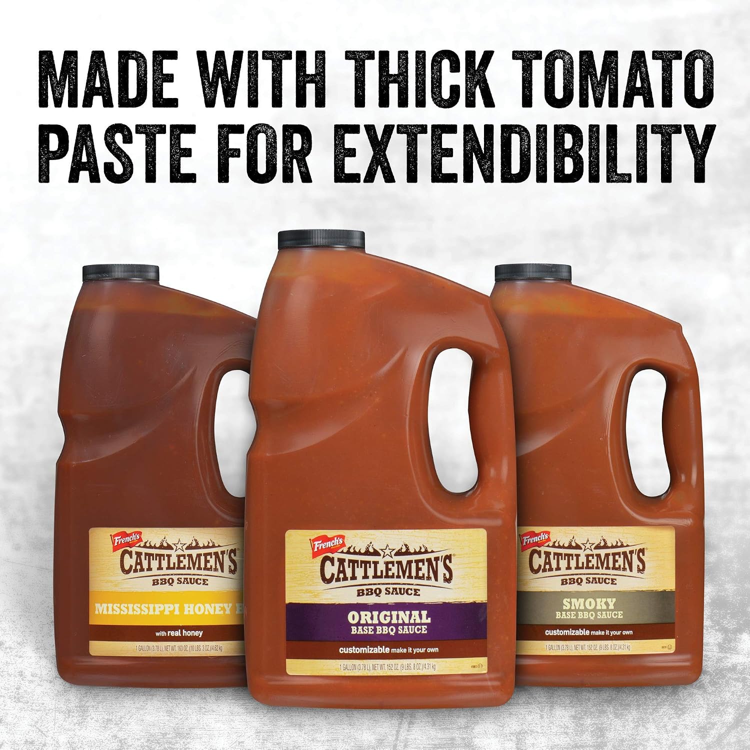 Cattlemen's Original Base BBQ Sauce, 1 gal - One Gallon Container Customizable Barbecue Sauce Base for Chefs, Ideal for Ribs, Briskets, Sauces for Salads, Seafood and More