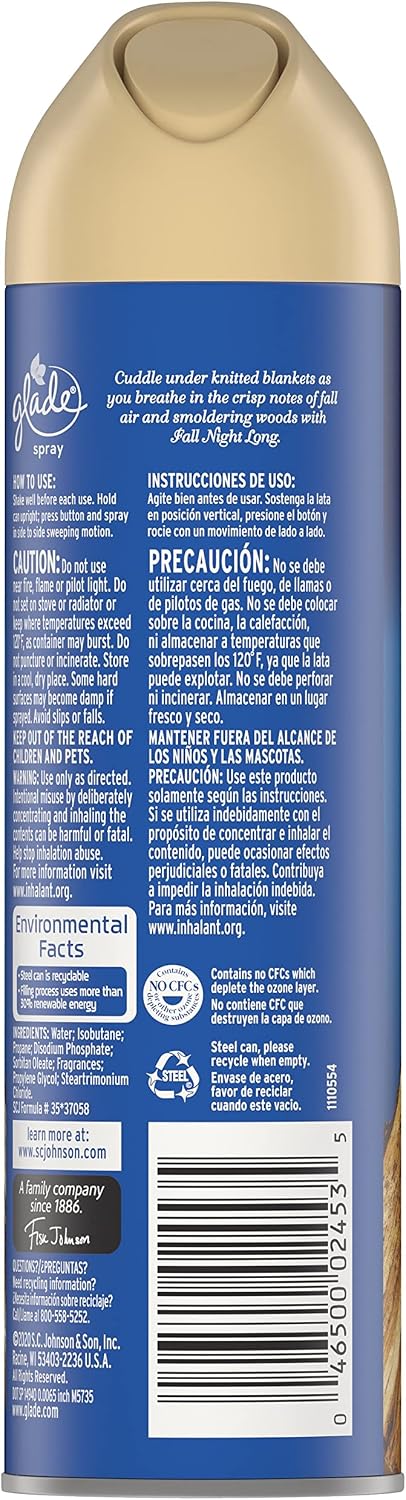 Glade Air Freshener, Room Spray, Fall Night Long, 8 Oz