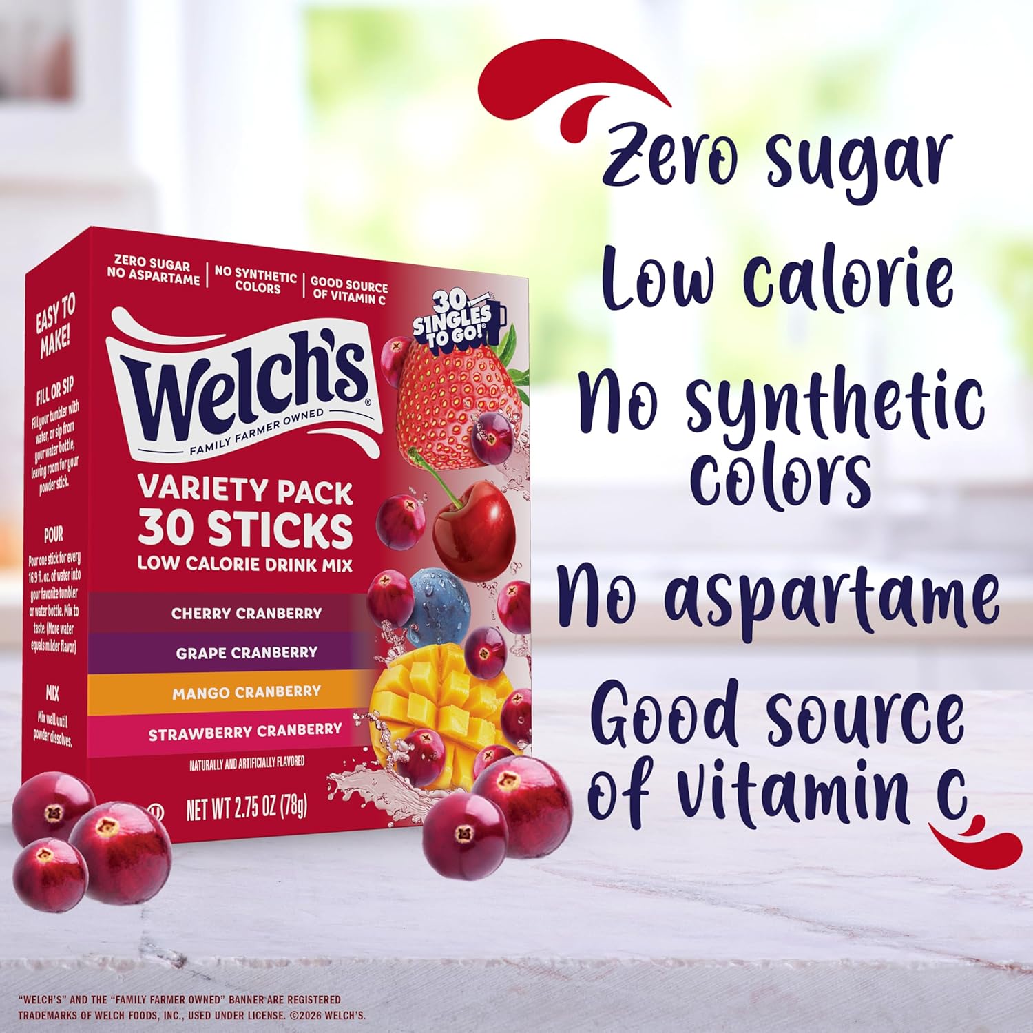 Singles To Go! Welch's Water Drink Mix, Grape, 72 Packets