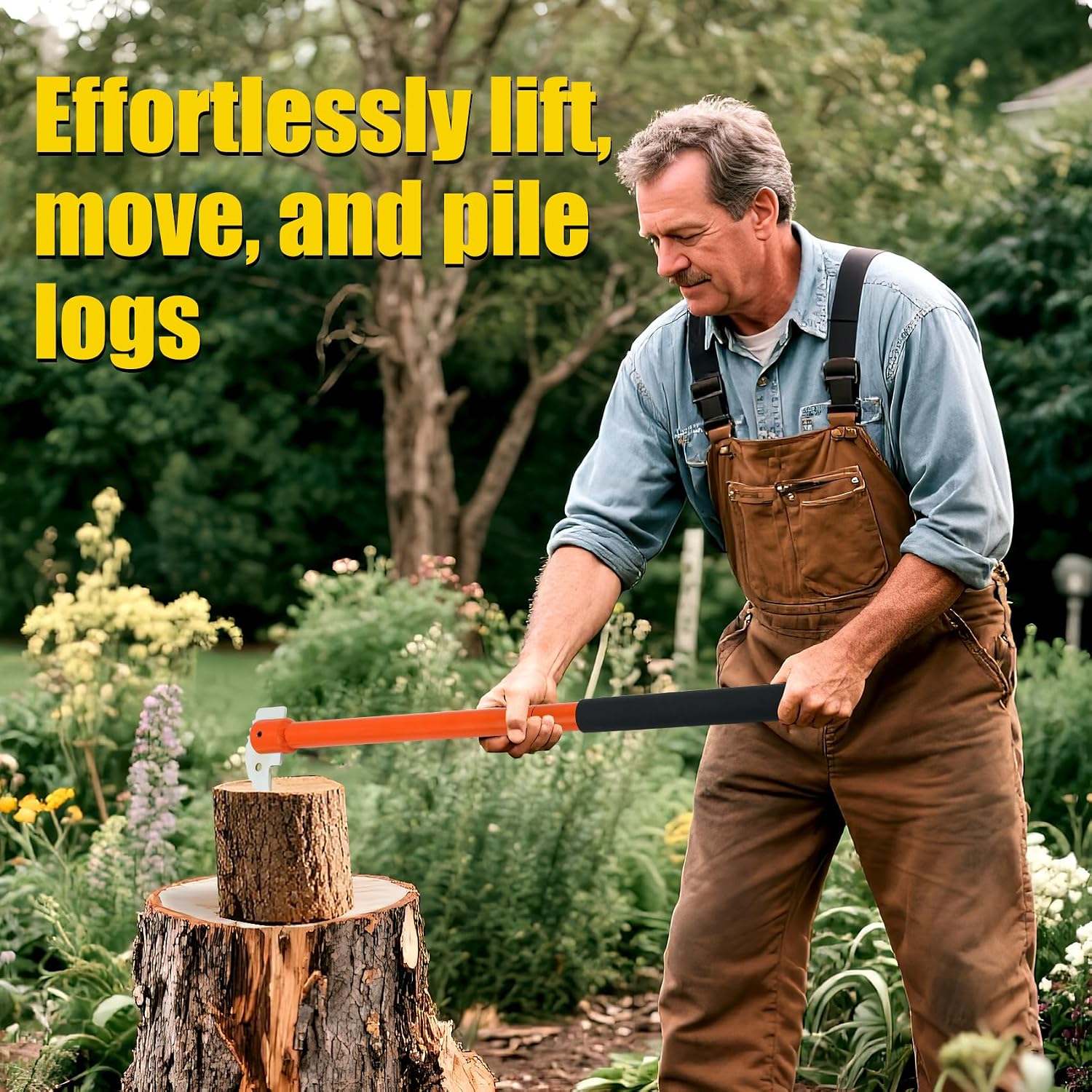 PIRIPARA 30 Inches Pickaroon Logging Tool, Hookaroon Log Roller Forestry Tool, Lift Drag Move Logs