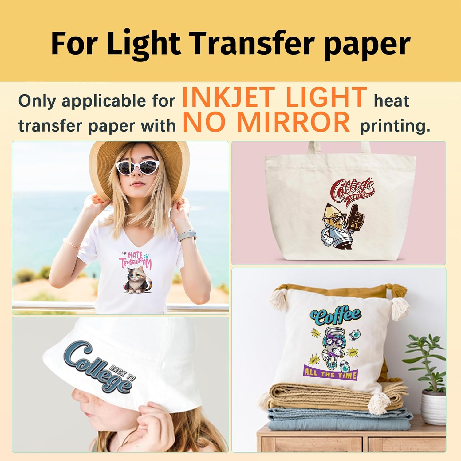 TransOurDream Heat Transfer Paper for Dark T Shirts(10 Sheets, 8.5x11),Printable HTV Heat Transfer Vinyl for Inkjet Printers