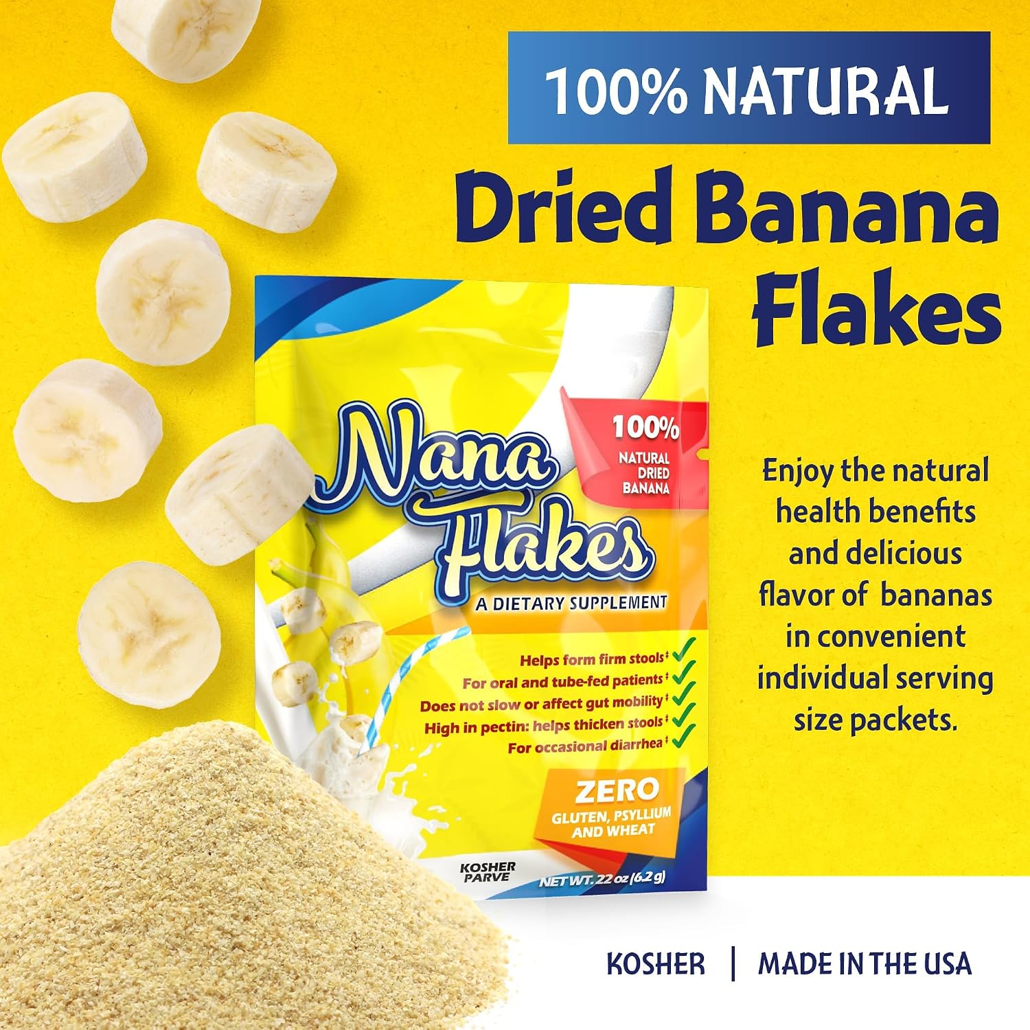 Nutritional Designs Nana Flakes Anti-Diarrheal Banana Powder, IBS Relief & Heart Burn Remedy