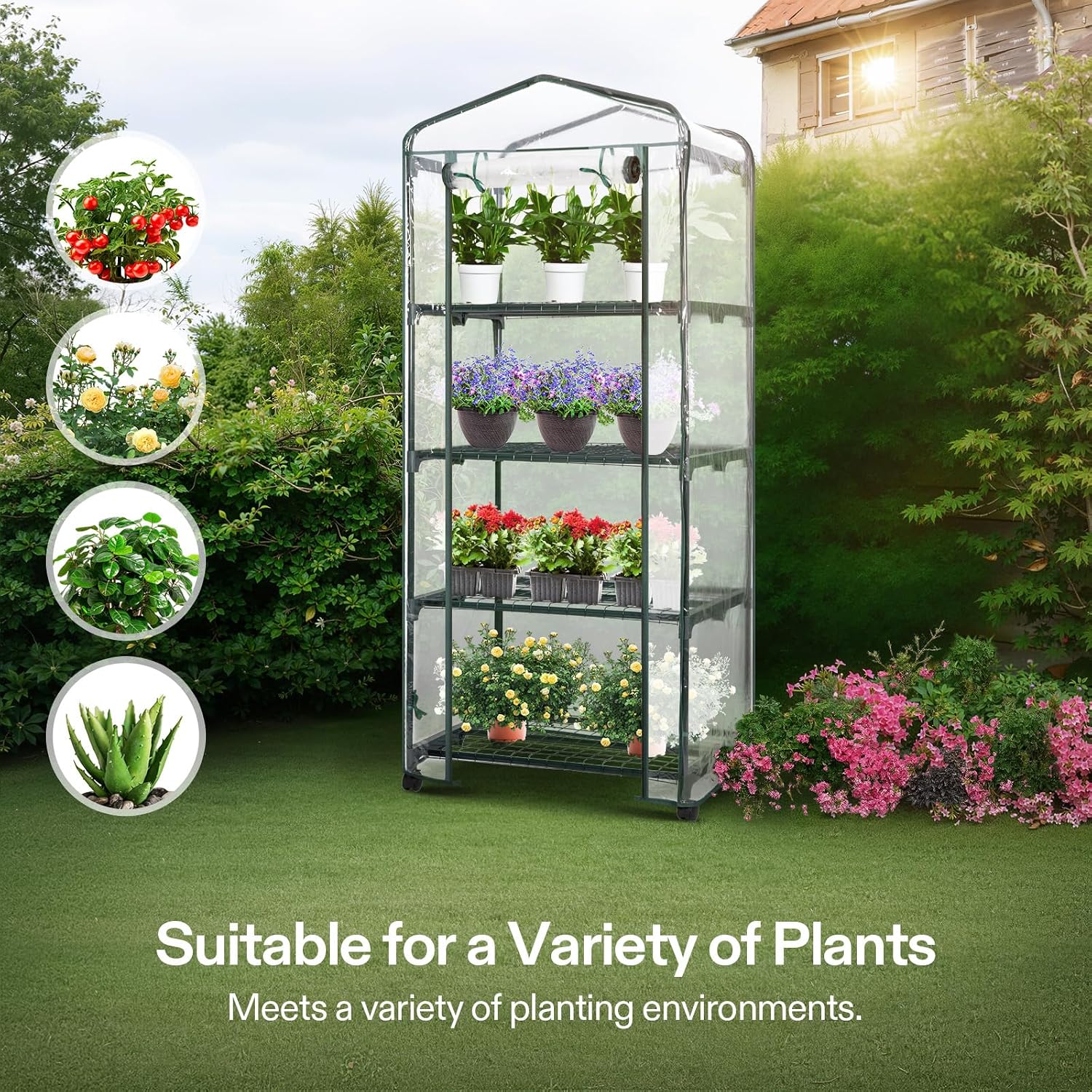 VIVOSUN Mini 4-Tier Greenhouse with Wheels