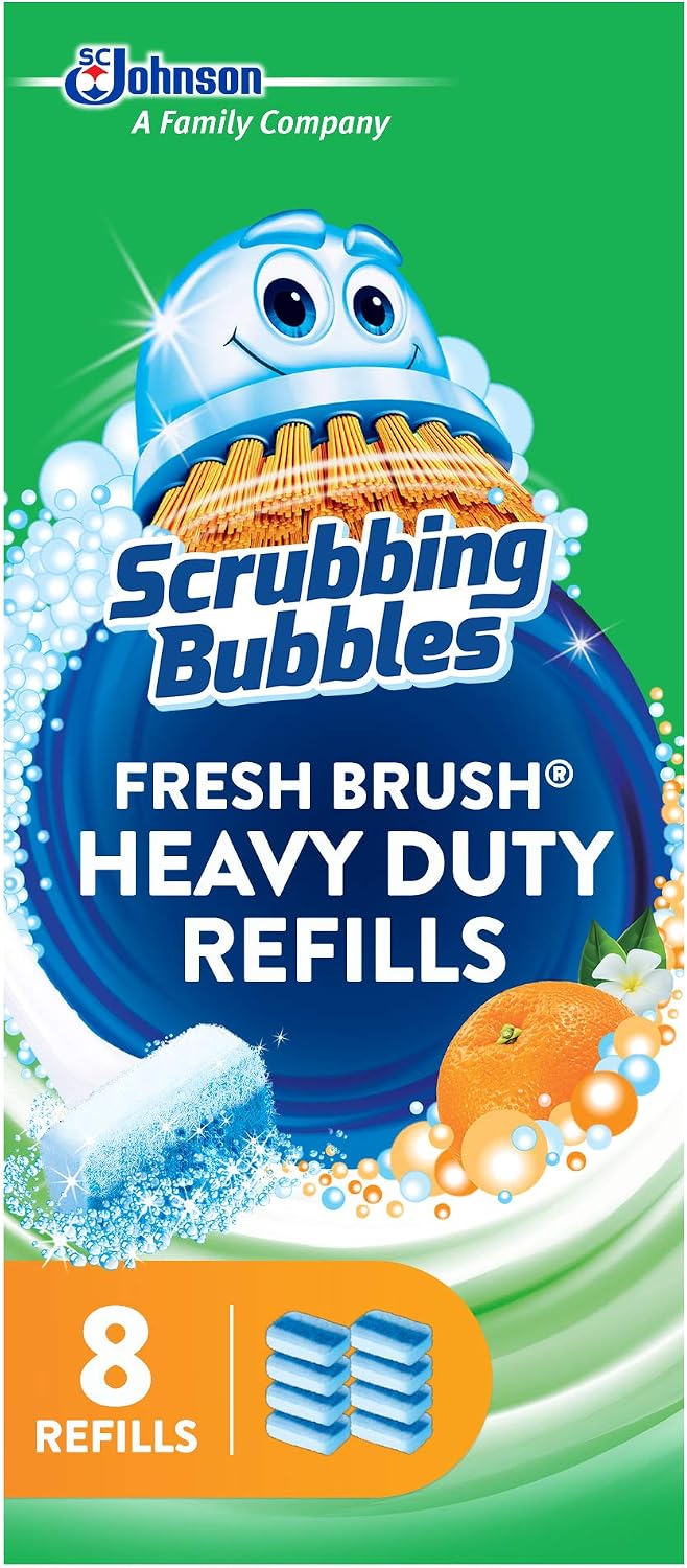 Scrubbing Bubbles Toilet Bowl Wand Cleaner Refills, Fresh Brush Heavy Duty Cleaner Toilet Refill Pads, Removes Limescale & Odors, Citrus Scent, 8 Count (Pack of 1)