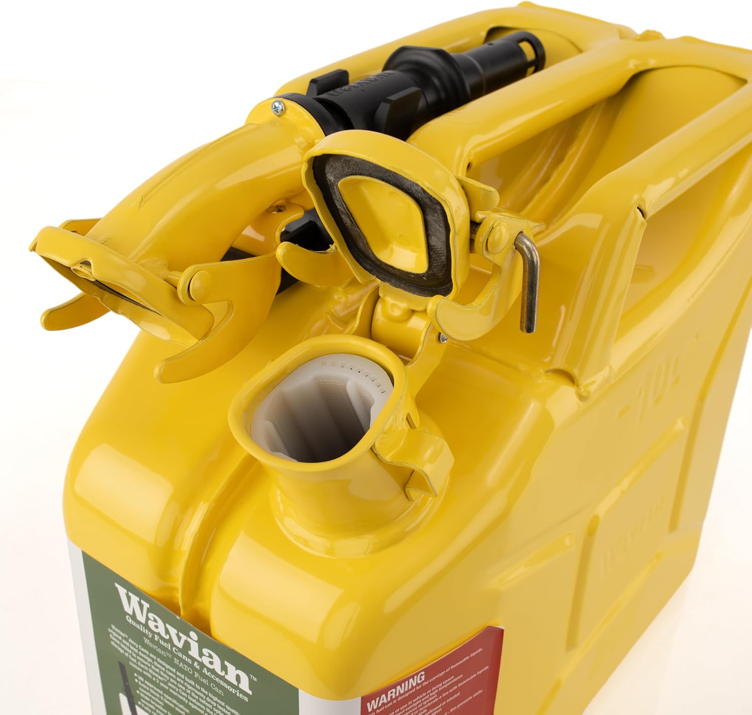 Wavian USA Authentic NATO Jerry Can and Spout System - Rust-Proof, EPA & CARB Compliant, 10 Litre, Yellow, Wavian 2.65 Gallon Gas Cans for Diesel