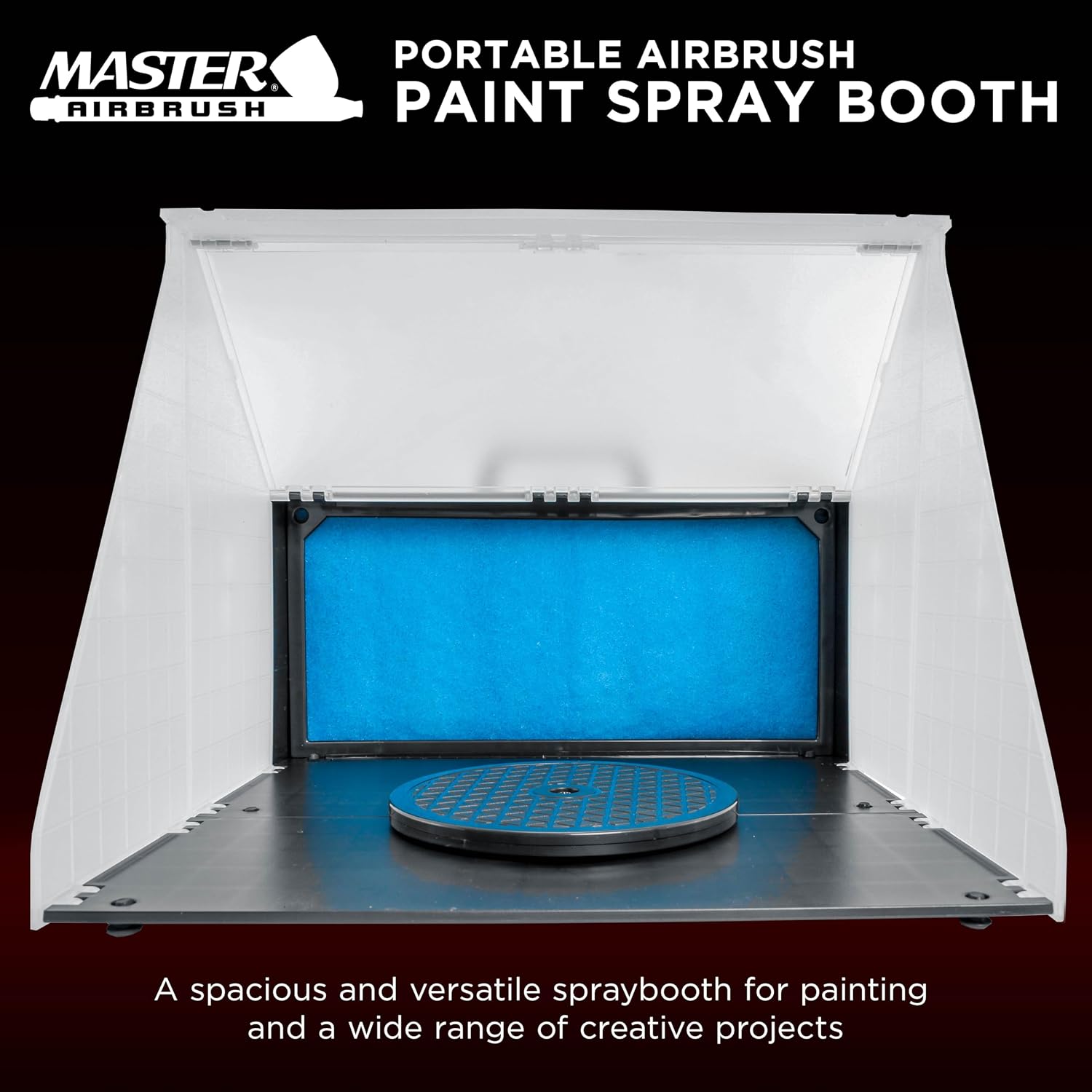 Master Airbrush Portable Airbrush Spray Booth Kit | With 25W Fan, Turntable &Extension Hose, 16.5"x19"x13.5" Hobby Airbrush Booth for Painting, Models