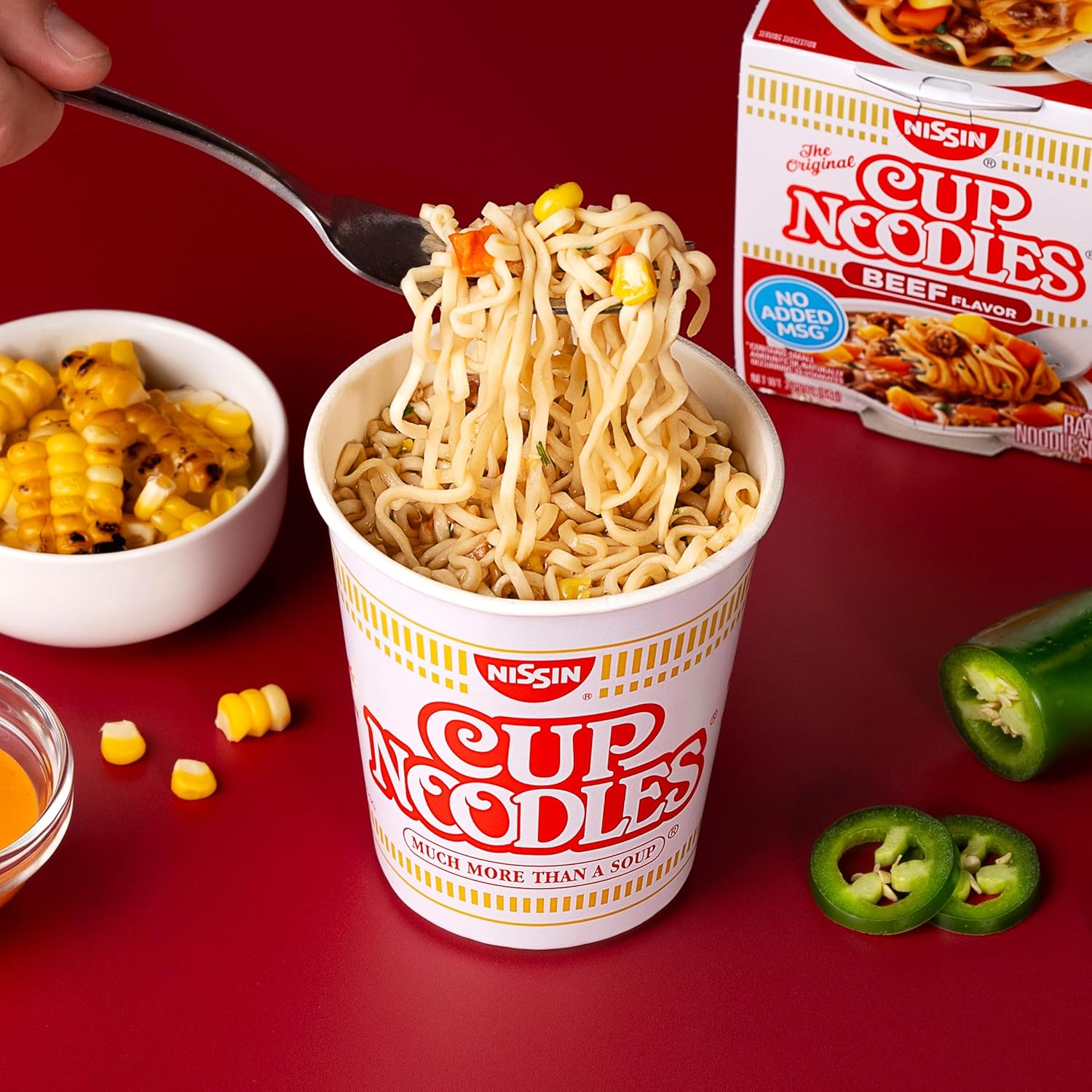 Nissin Cup Noodles Soup, Beef Flavor, Microwaveable Paper Cups, Instant Ramen, 2.25 Ounce (Pack of 12) | Instant Ramen Noodle Soup