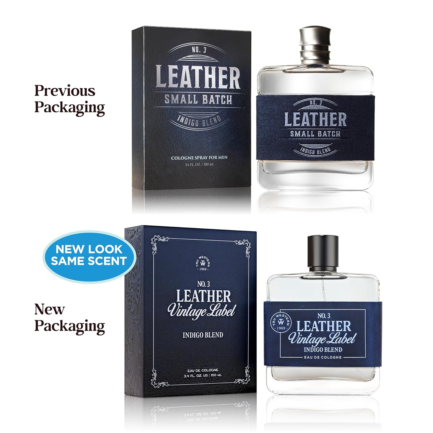 Tru Western Leather #2 Small Batch Men's Cologne, 3.4 fl oz (100 ml) - Confident, Sexy, Modern