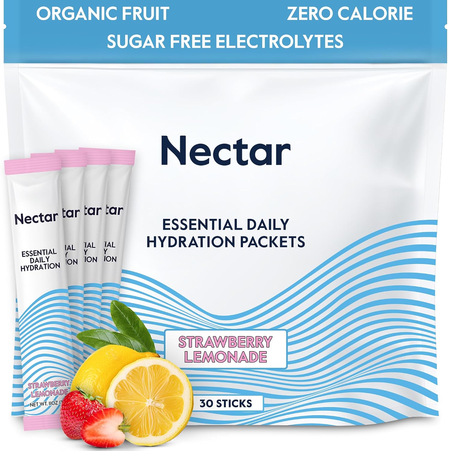 Nectar Hydration Packets - Electrolytes Powder Packets - No Sugar or Calories - Organic Fruit Liquid Daily IV Electrolytes Powder for Dehydration
