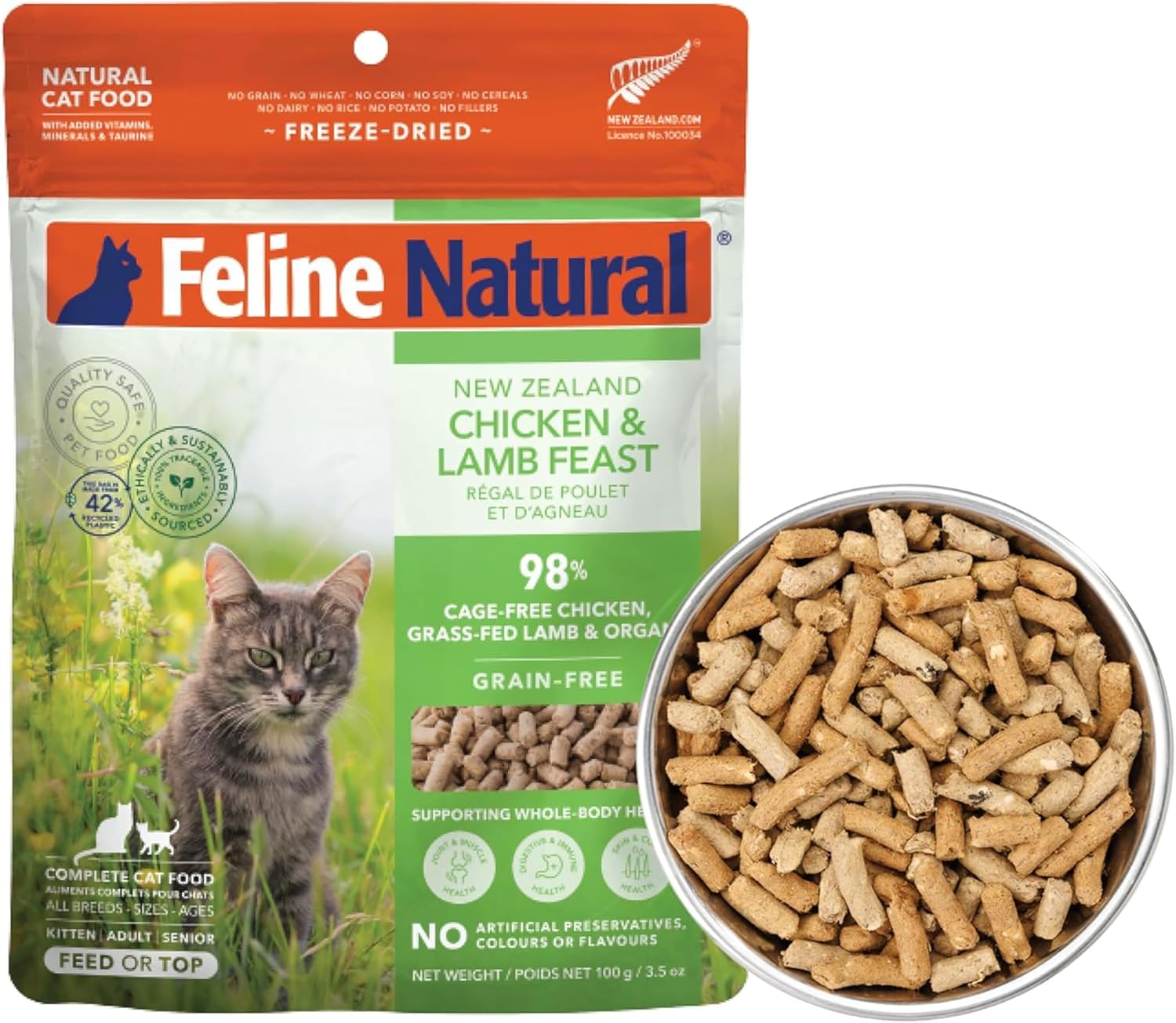 Feline Natural - High Protein Freeze Dried Dry Cat Food with 98% Meat