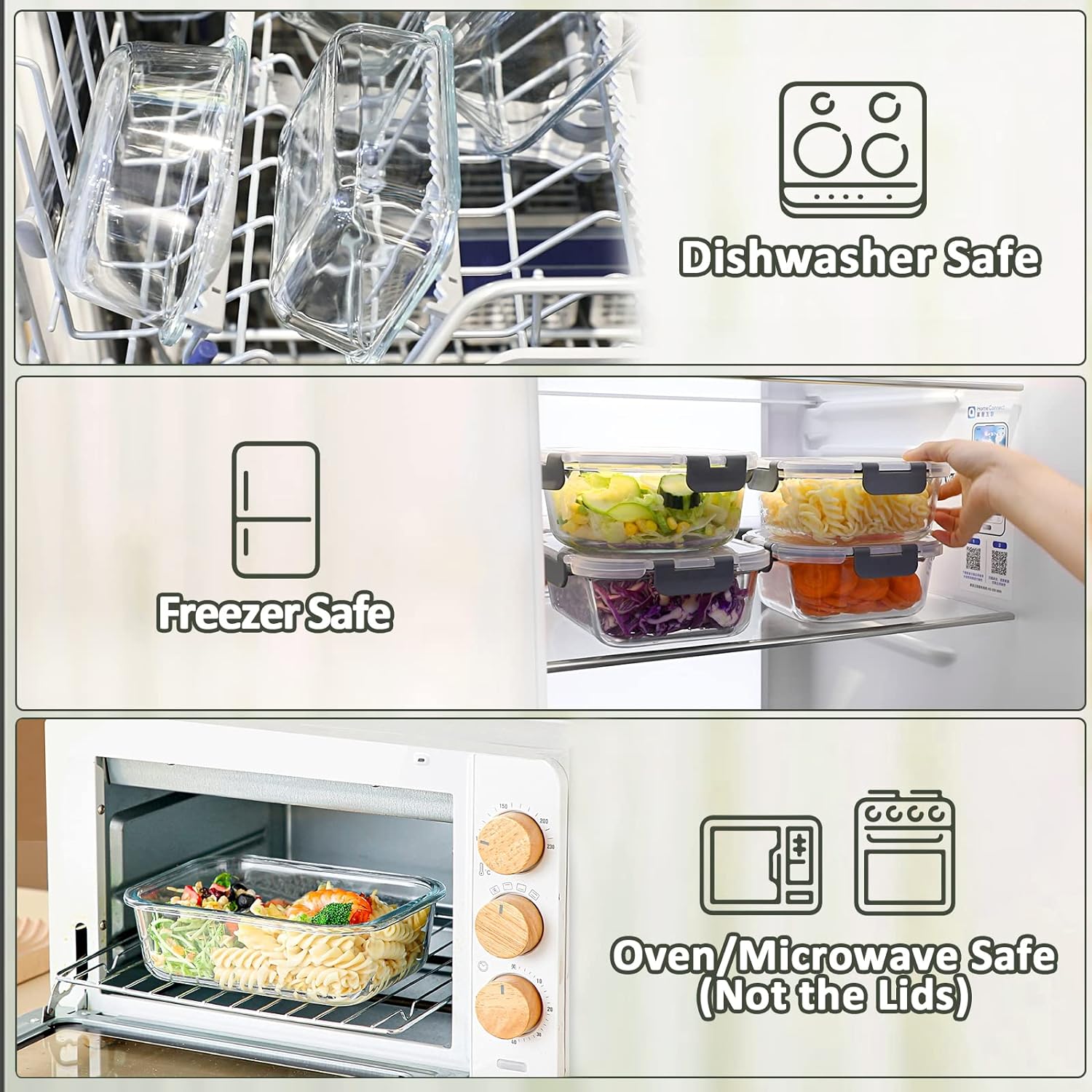 M MCIRCO 8 Pack,30 oz Glass Food Storage Containers with Lids, Gray