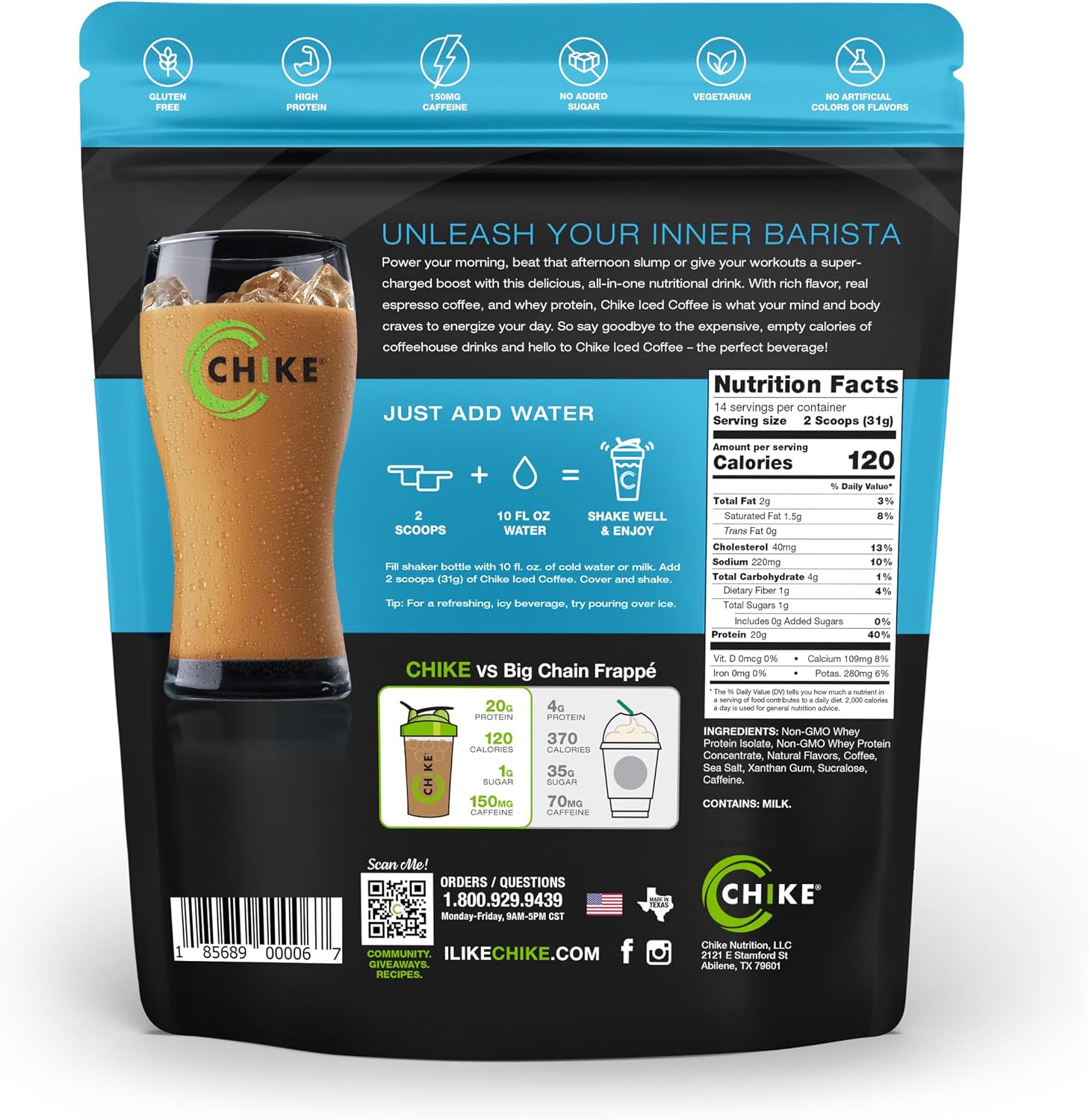 Chike Mocha High Protein Iced Coffee, 20 G Protein, 2 Shots Espresso, 1 G Sugar, Keto Friendly and Gluten Free, 14 Servings (15.3 Ounce)
