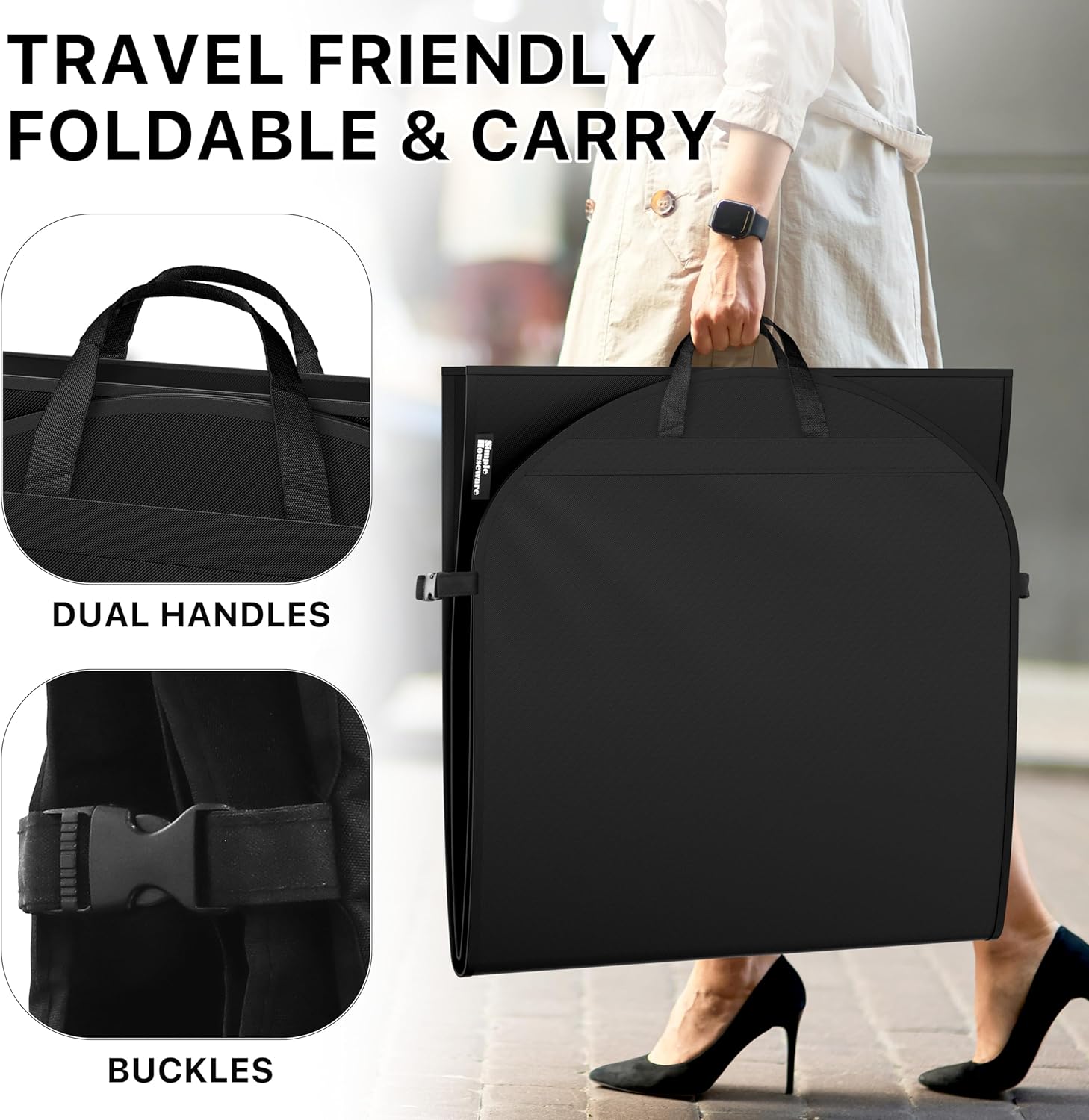 Simple Houseware 43" Travel Garment Bag with Pockets, Heavy Duty Suit Bag