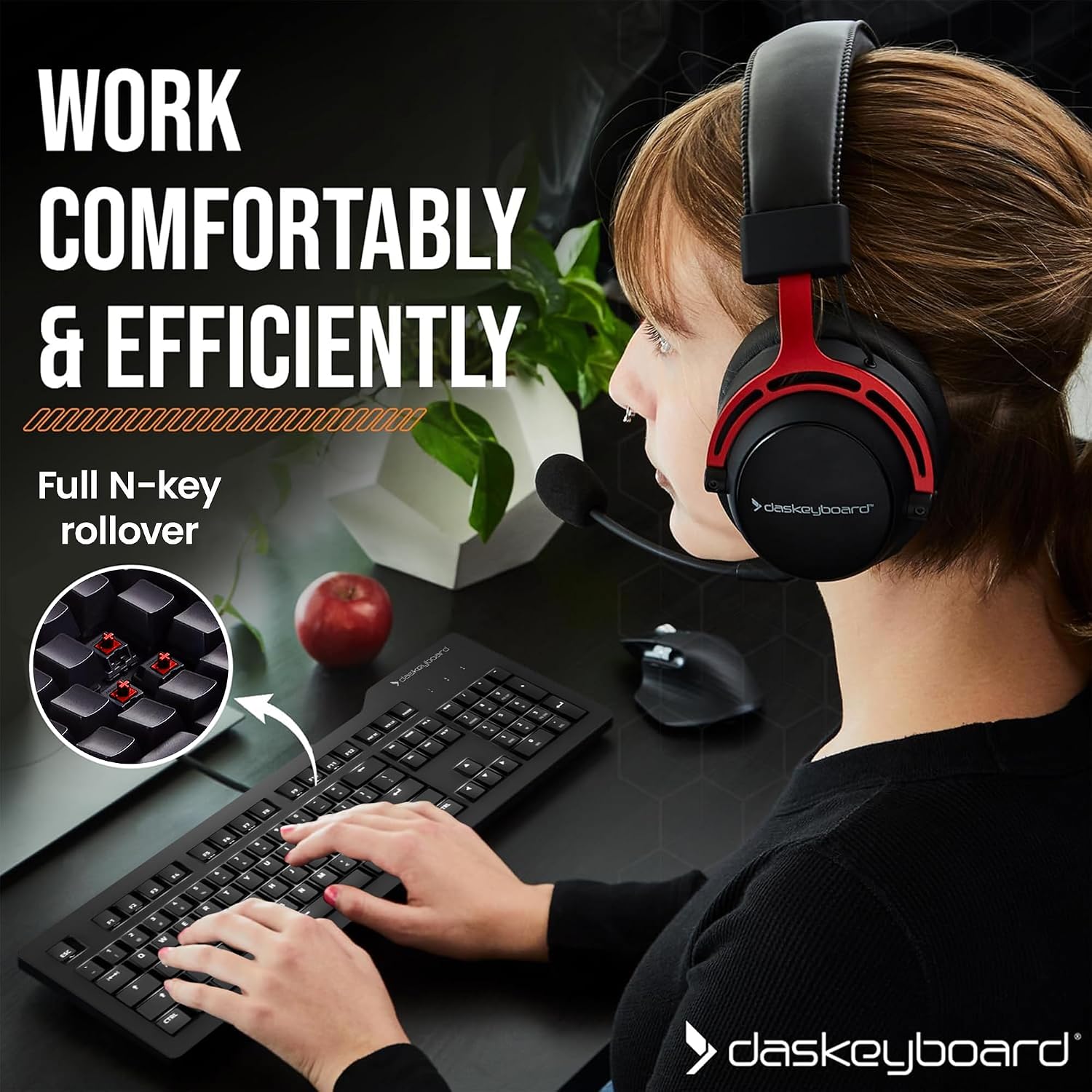 Das Keyboard 4 Professional Wired Mechanical Keyboard, Cherry MX Brown Mechanical Switches, 2-Port USB 3.0 Hub, Volume Knob, Aluminum Top (104 Keys, Black)