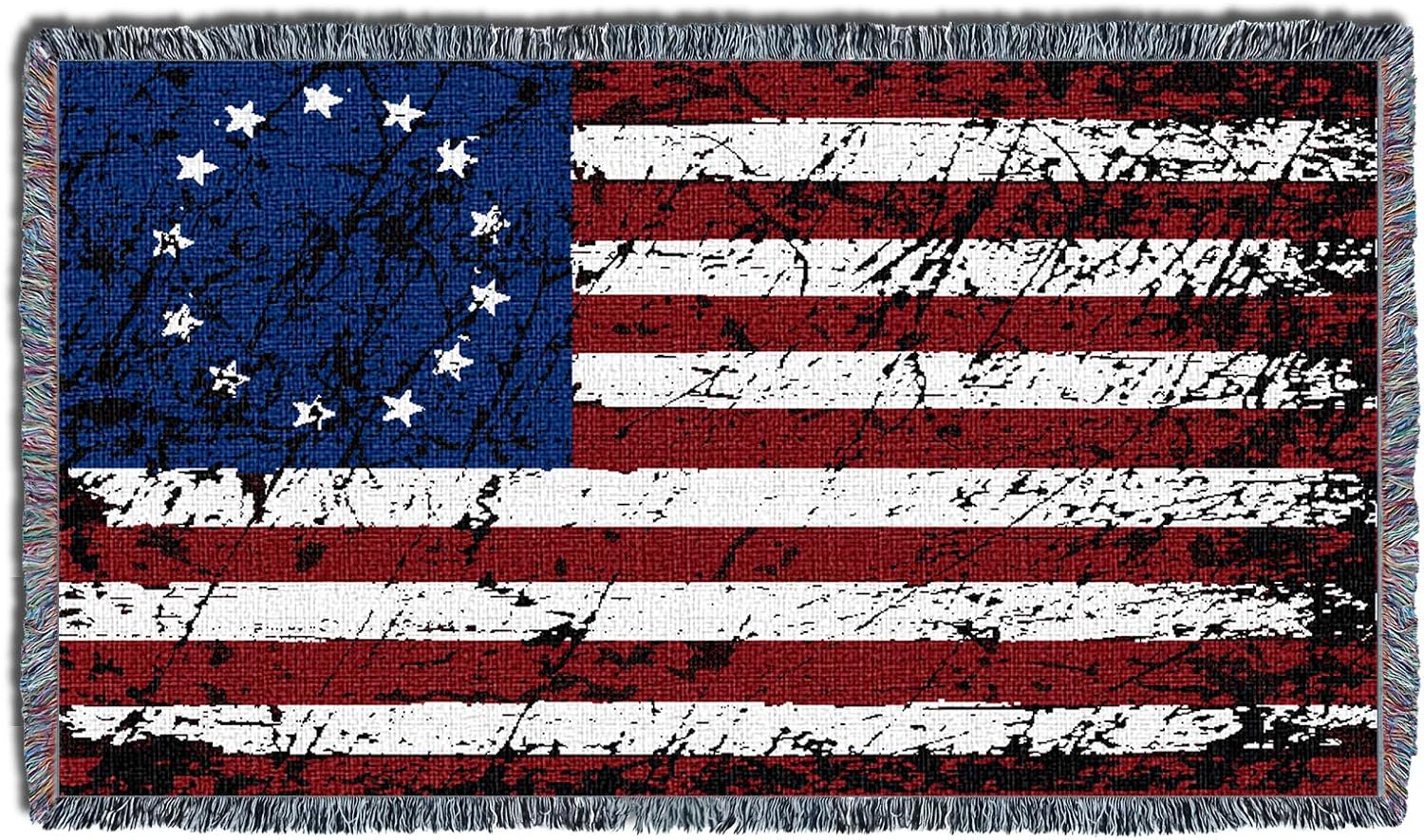 United States American Flag Blanket - Gift Soft Tapestry Throw Woven from Cotton - Made in The USA (69x48)