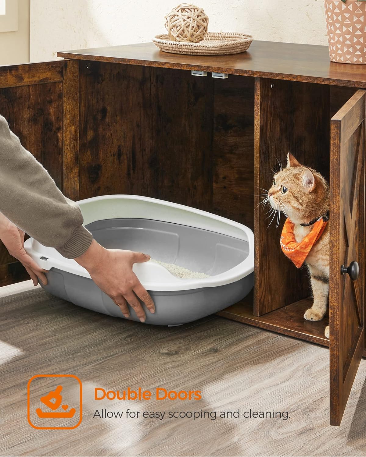 Feandrea Cat Litter Box Enclosure, End Table, 31.5 x 20.9 x 19.7 Inches