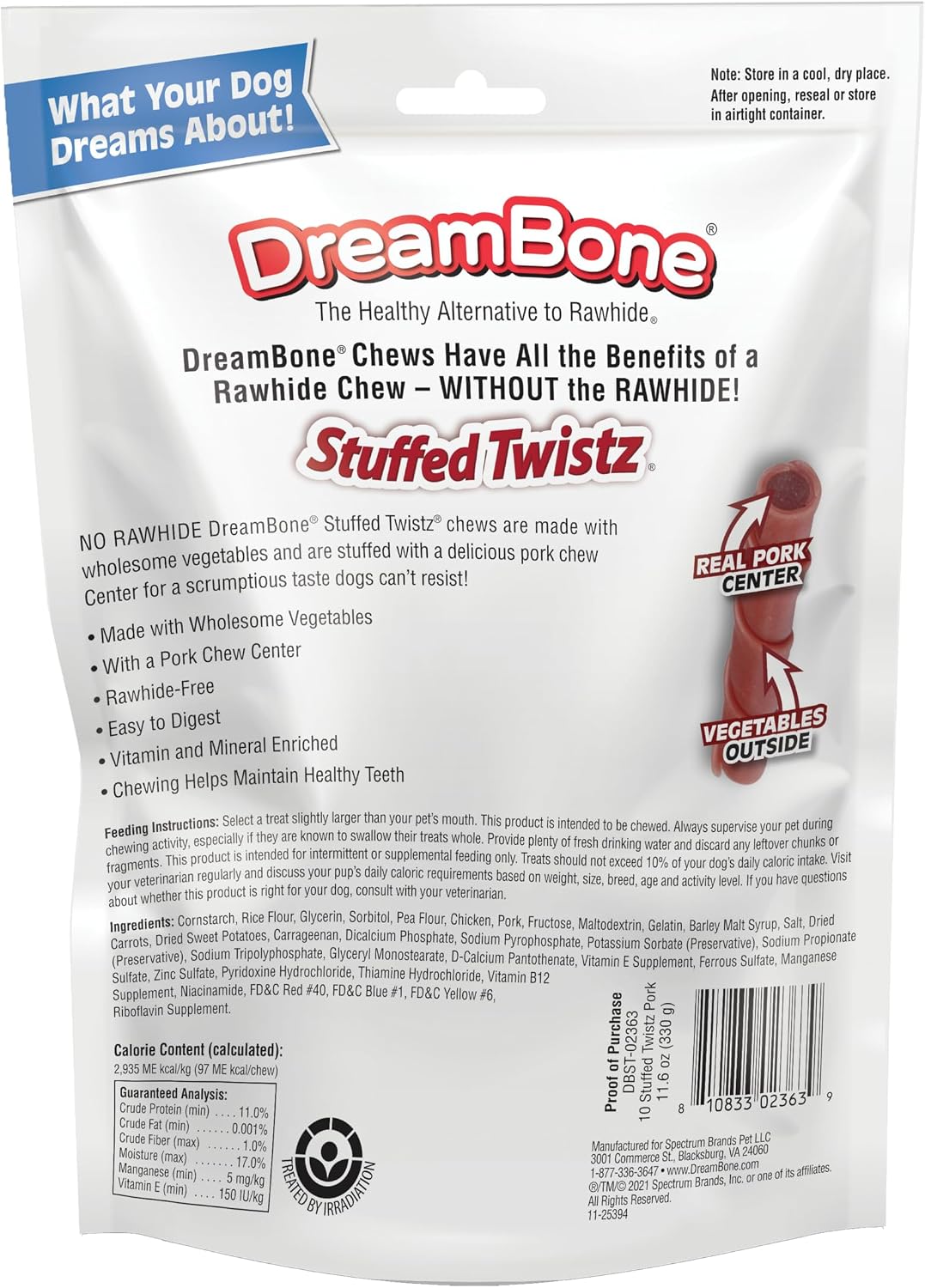 DreamBone Stuffed Twistz 10 Count, Rawhide-Free Chews | Daily Chew, Digests Safely and Completely, Made With Real Chicken, Pork and Veggies