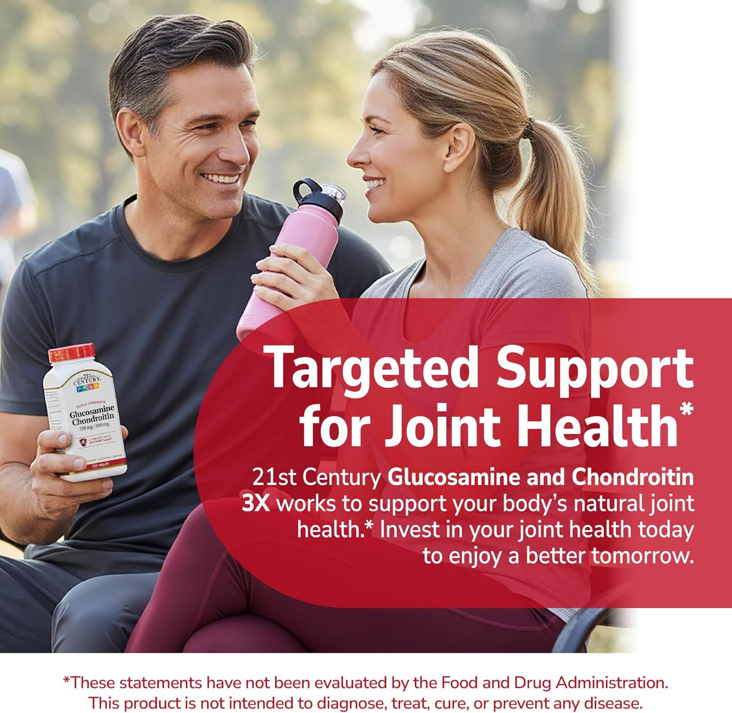 21st Century Glucosamine Chondroitin Triple Strength 750mg/600mg, 150ct | Triple-Strength Glucosamine 750 mg & Chondroitin 600 mg, Joint Health