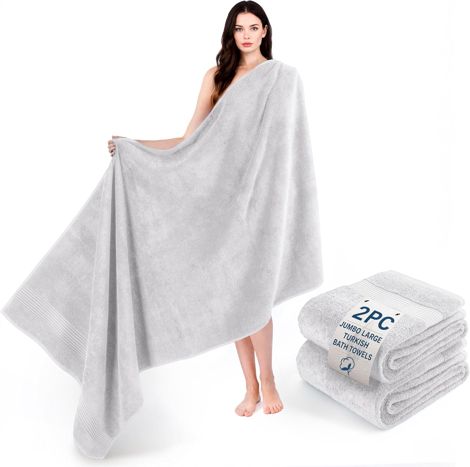 Cotton Paradise Towel Set of 6, 2 Bath Towels, 2 Hand Towels and 2 Washcloths Towels for Bathroom Sets, Smoke Gray