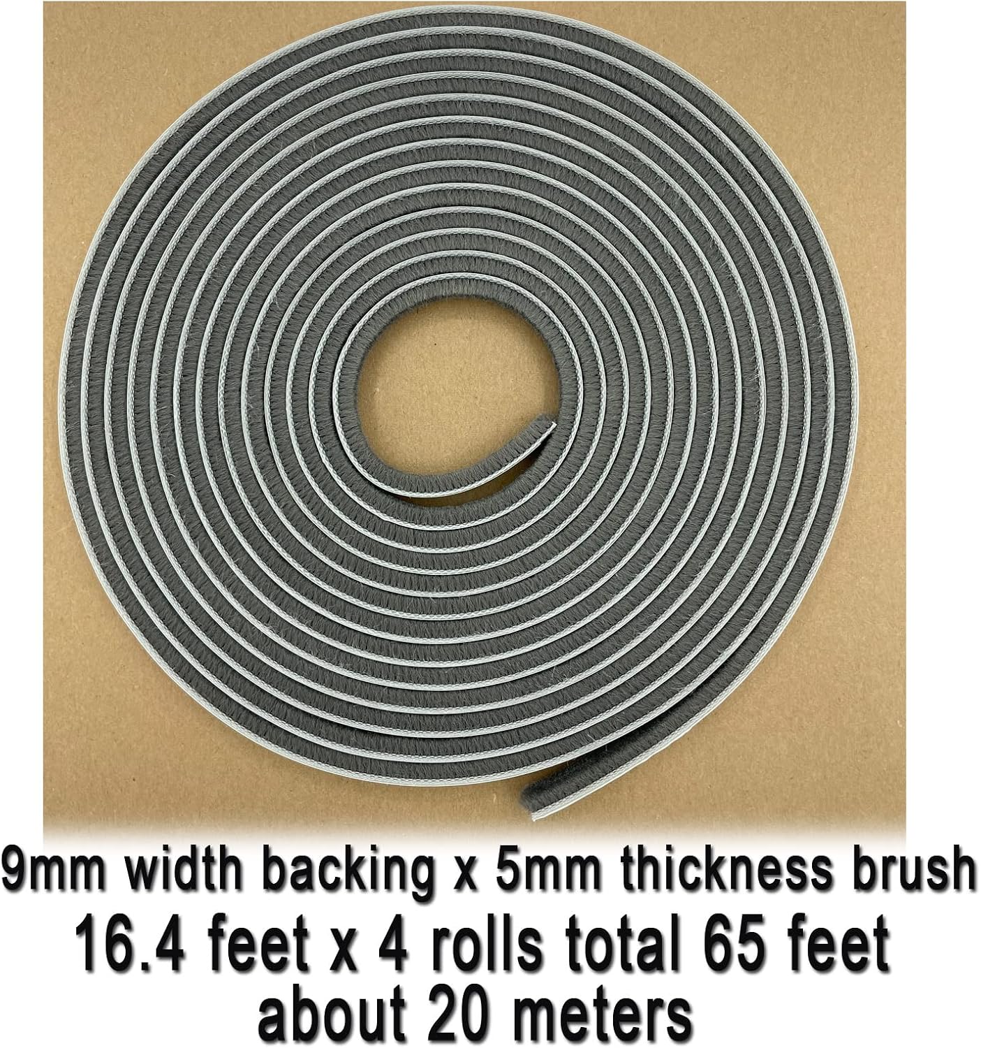 Self-Adhesive Pile Weather Stripping Seal for Sliding Windows and Door Frames, 16.5ft x 11/32 inch, Grey