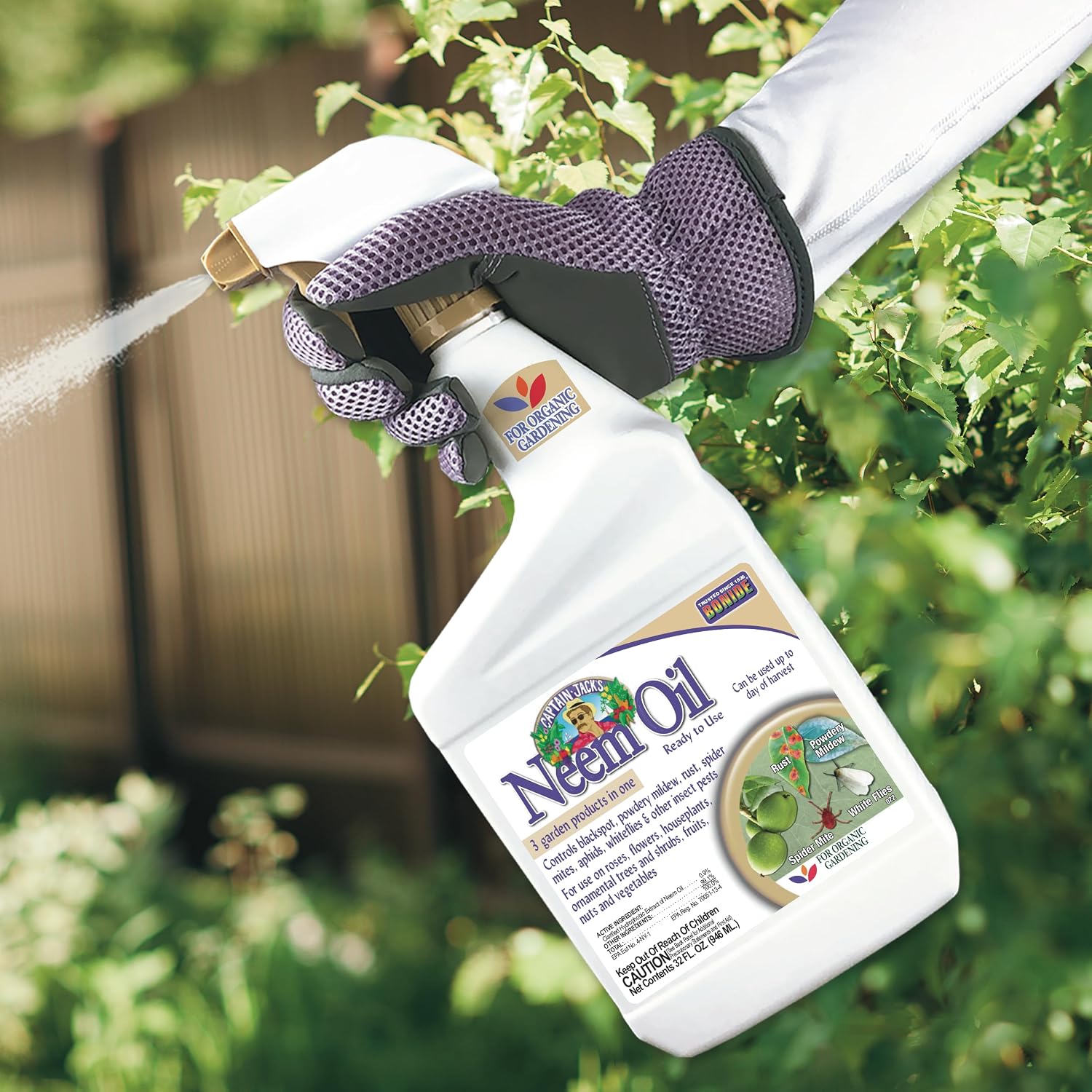 Bonide Captain Jack's Neem Oil, 32 oz Ready-to-Use Spray, Multi-Purpose Fungicide, Insecticide and Miticide for Organic Gardening | Multi-Purpose Fungicide, Insecticide and Miticide, For Plants, For Organic Gardening