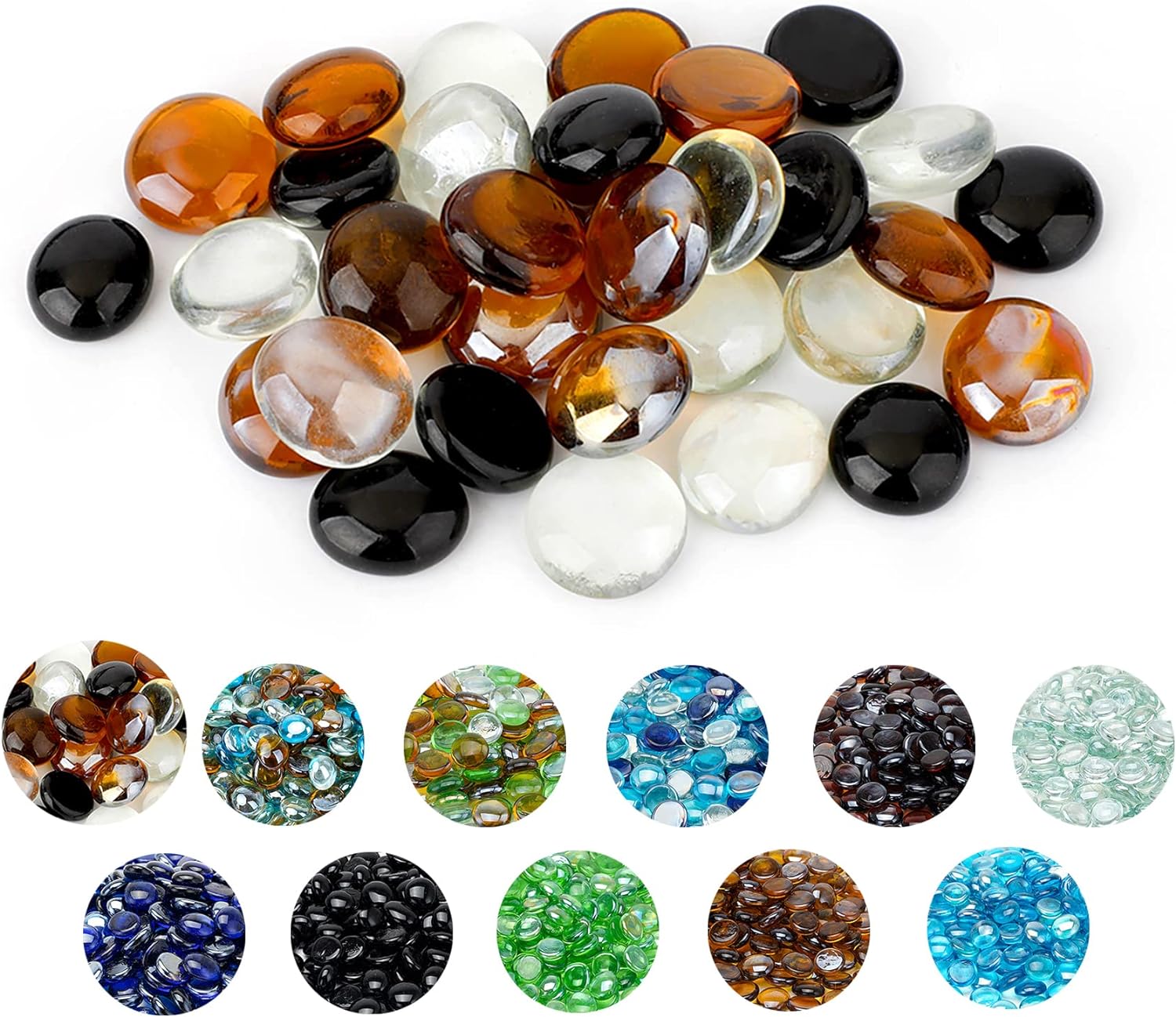 Skyflame 10-Pound Fire Glass Beads for Fire Pit Fireplace, Onyx Black
