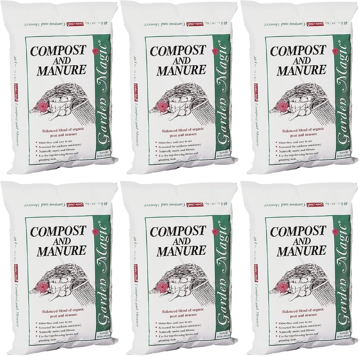 Michigan Peat Garden Magic Odor-Free Compost & Manure Blend, 40 lb | Outdoor Lawn and Gardeniing Mixture with Nutrients and Minerals for Soil Potting and Planting