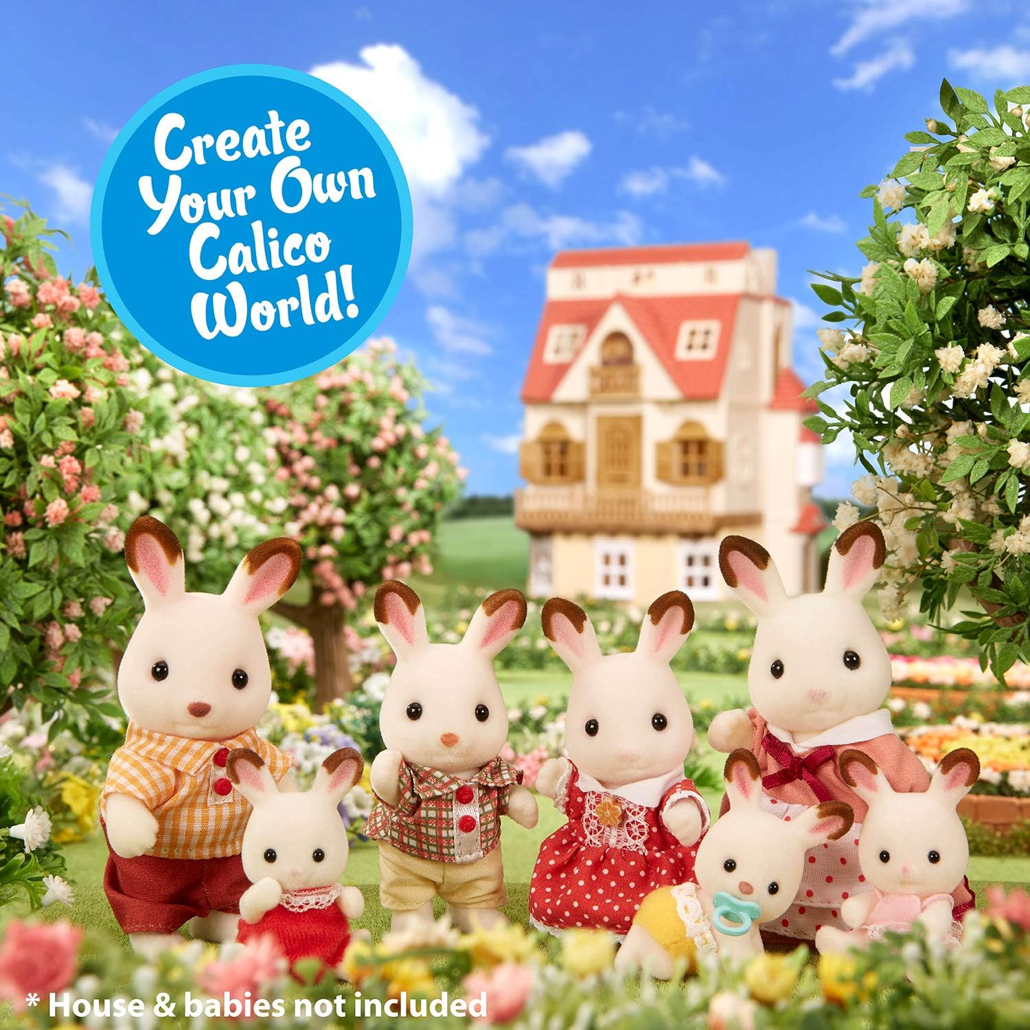 Calico Critters, Hopscotch Rabbit Family, Dolls, Doll House Figures, Collectible Toys