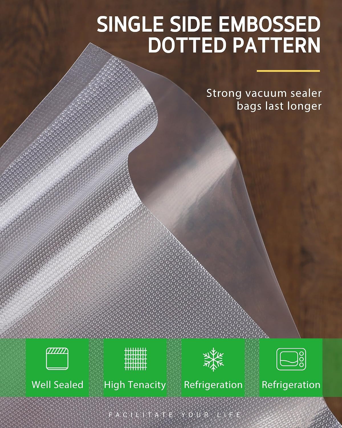Syntus Vacuum Sealer Bags for Food, 3 Rolls 11" x 20' and 3 Rolls 8" x 20'