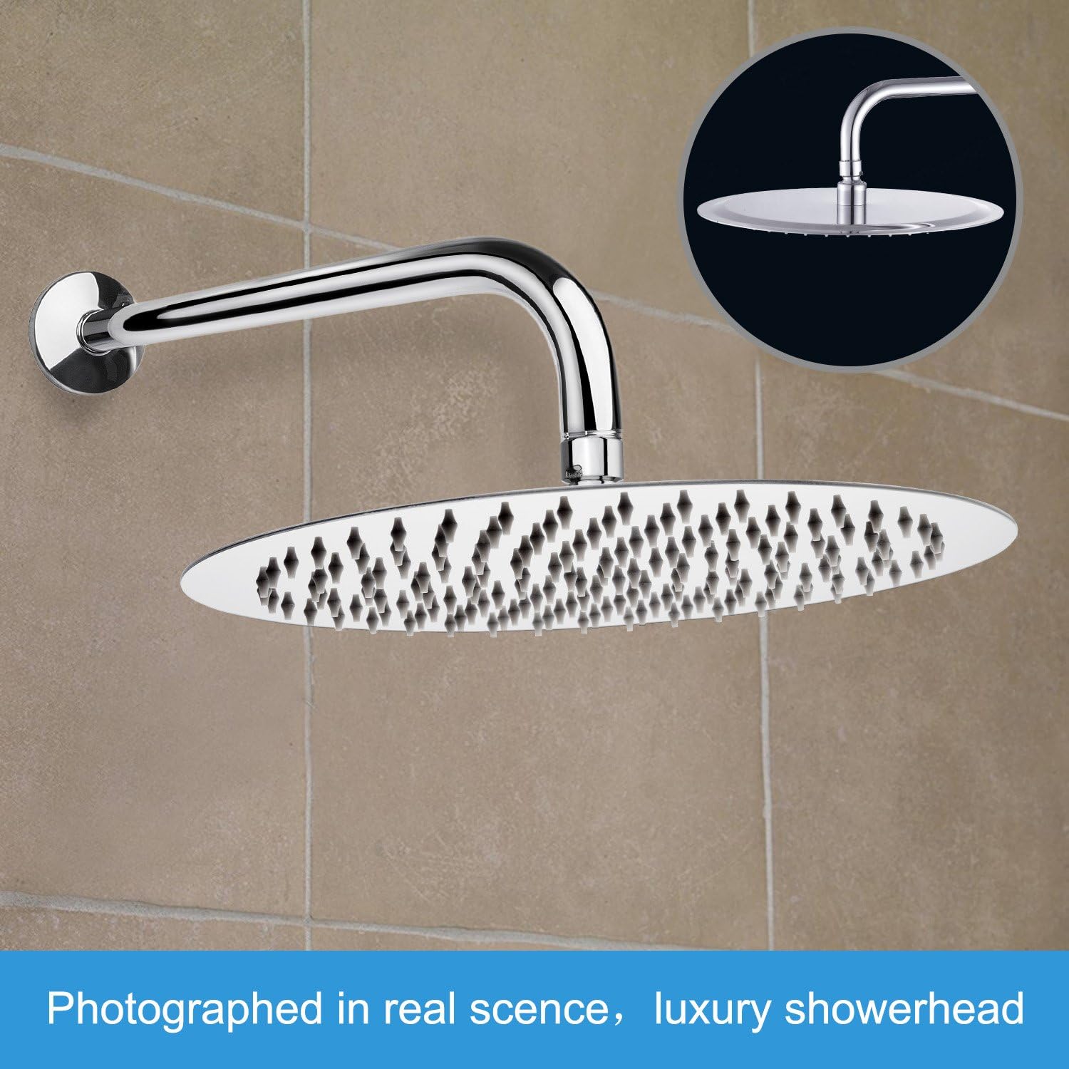 NearMoon Rain Shower Head, Ultra-Thin Design-Pressure Boosting, Awesome Some Experience, High Flow Stainless Steel Rainfall Head (10 Inch