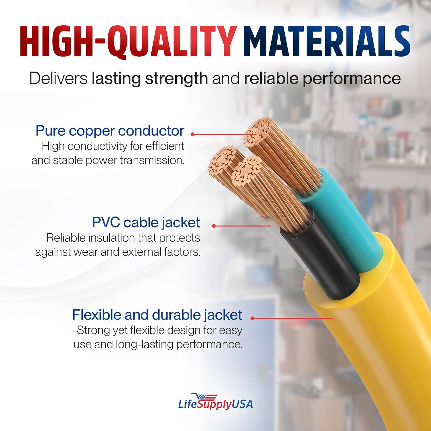 25ft Outdoor/Indoor Extension Cord 3-Outlet 12/3 Gauge Extra Heavy Duty 3 Prong SJTW, Waterproof, Flexible Cold-Resistant Long Power Cord,15A 125V 1875W, Yellow by LifeSupplyUSA