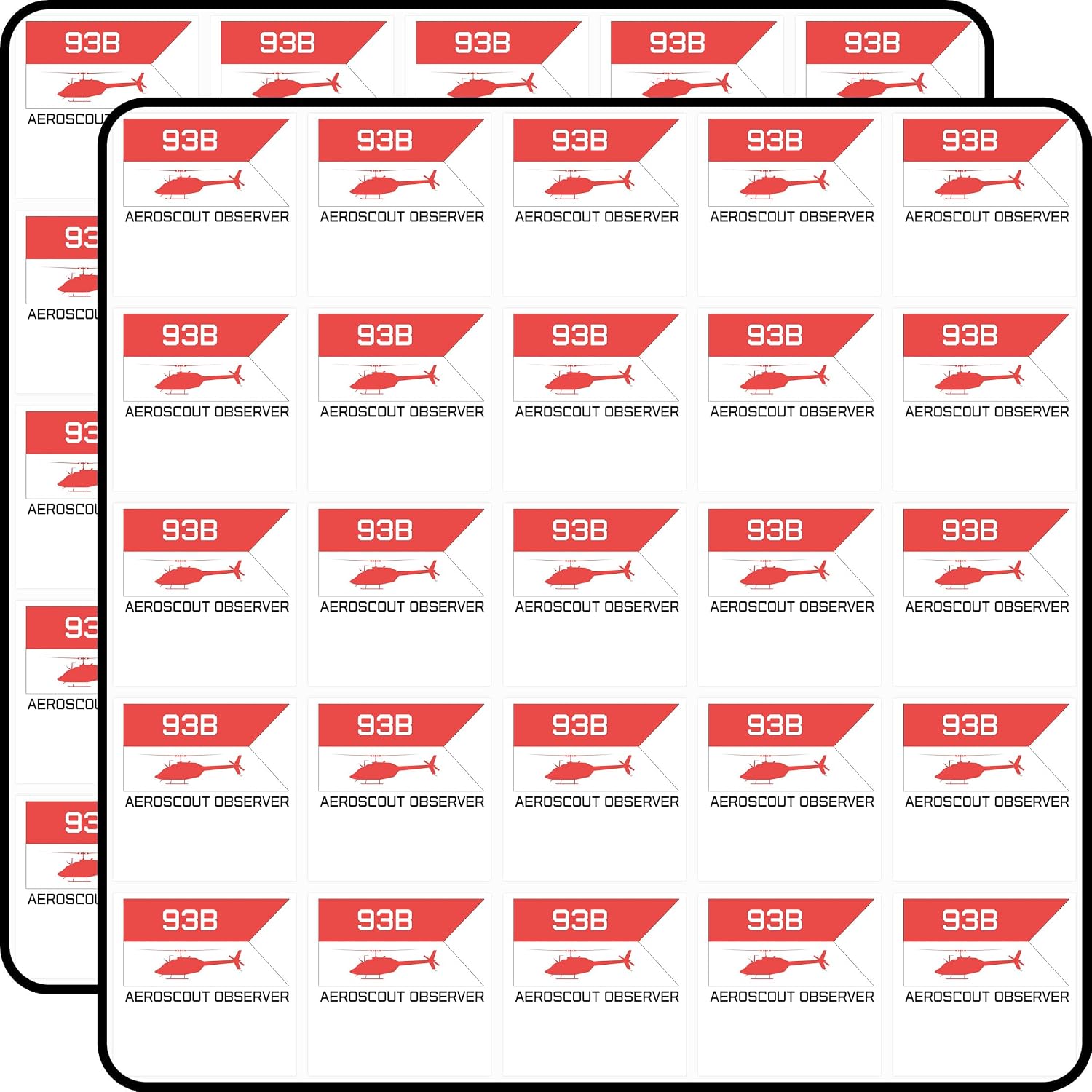 93B Aeroscout Observer OH58 50 Pack Scrapbook Sticker - 1 Inch Small Decals for Planners, Journals, Laptops & Envelope Seals