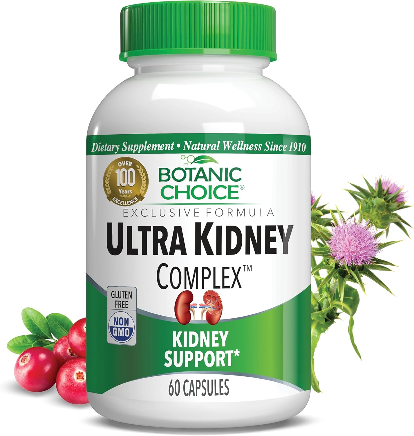 Botanic Choice Ultra Kidney Complex Kidney Support Supplement, 60 Capsules | Supports kidney health and helps flush toxins with milk thistle