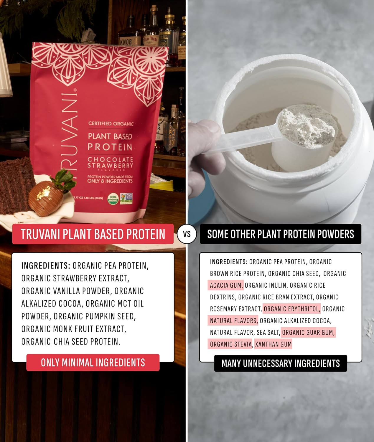 Truvani Organic Plant Based Protein Powder | Chocolate Peanut Butter