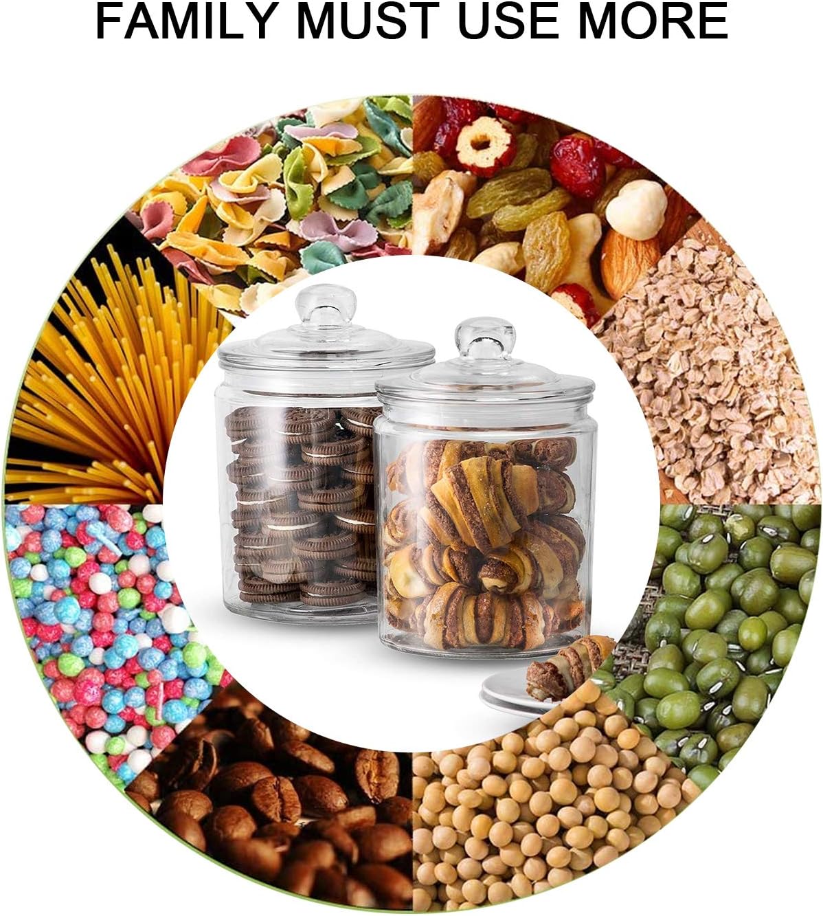 Maredash Glass Jars 64 oz,Candy Jar with Lid For Household 3 Pack