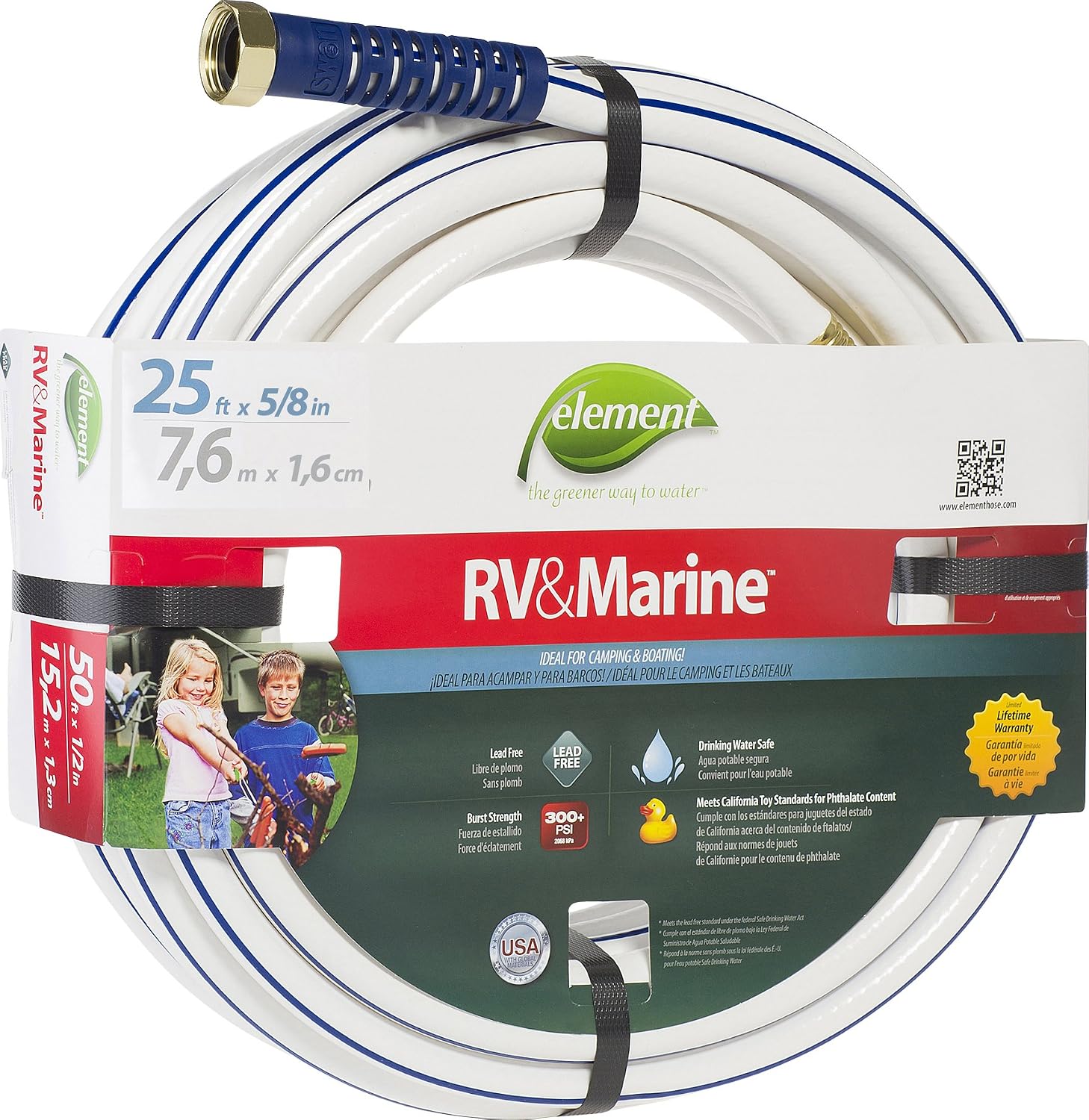 Swan Products ELMRV58050 Element RV & Marine Camping and Boating Water Hose 50' x 5/8", White