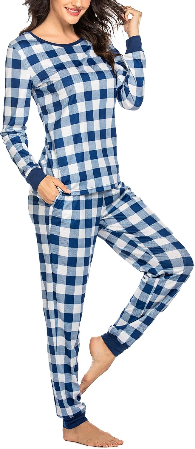Ekouaer Womens Pajamas Sets Long Sleeve Tops with Jogger Pants